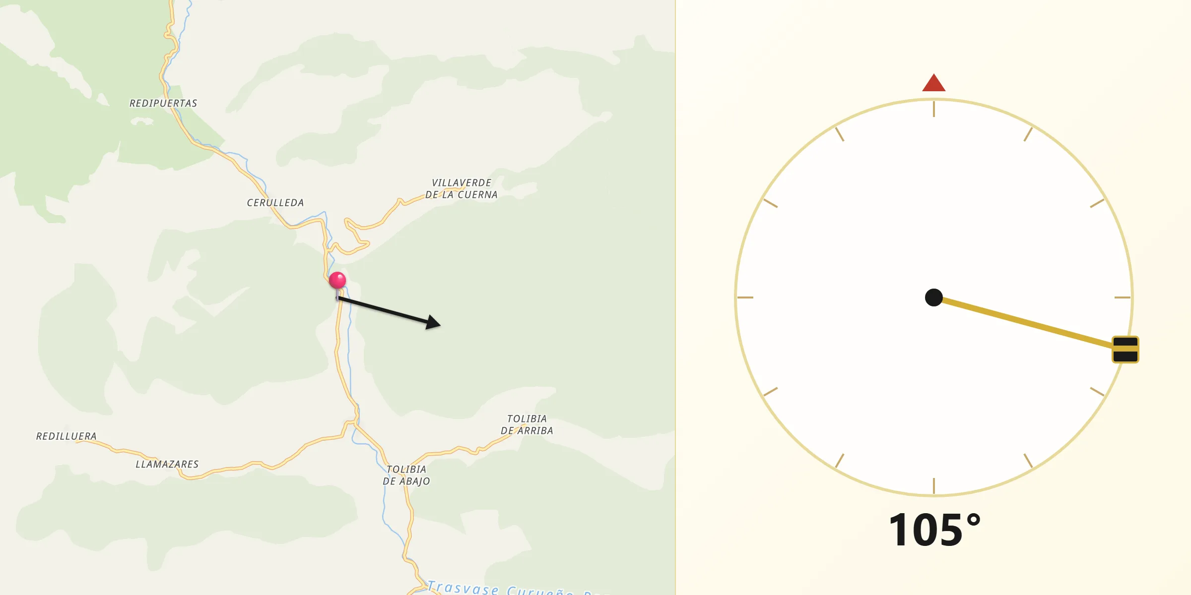 Dirección de la Qibla desde Valdelugueros