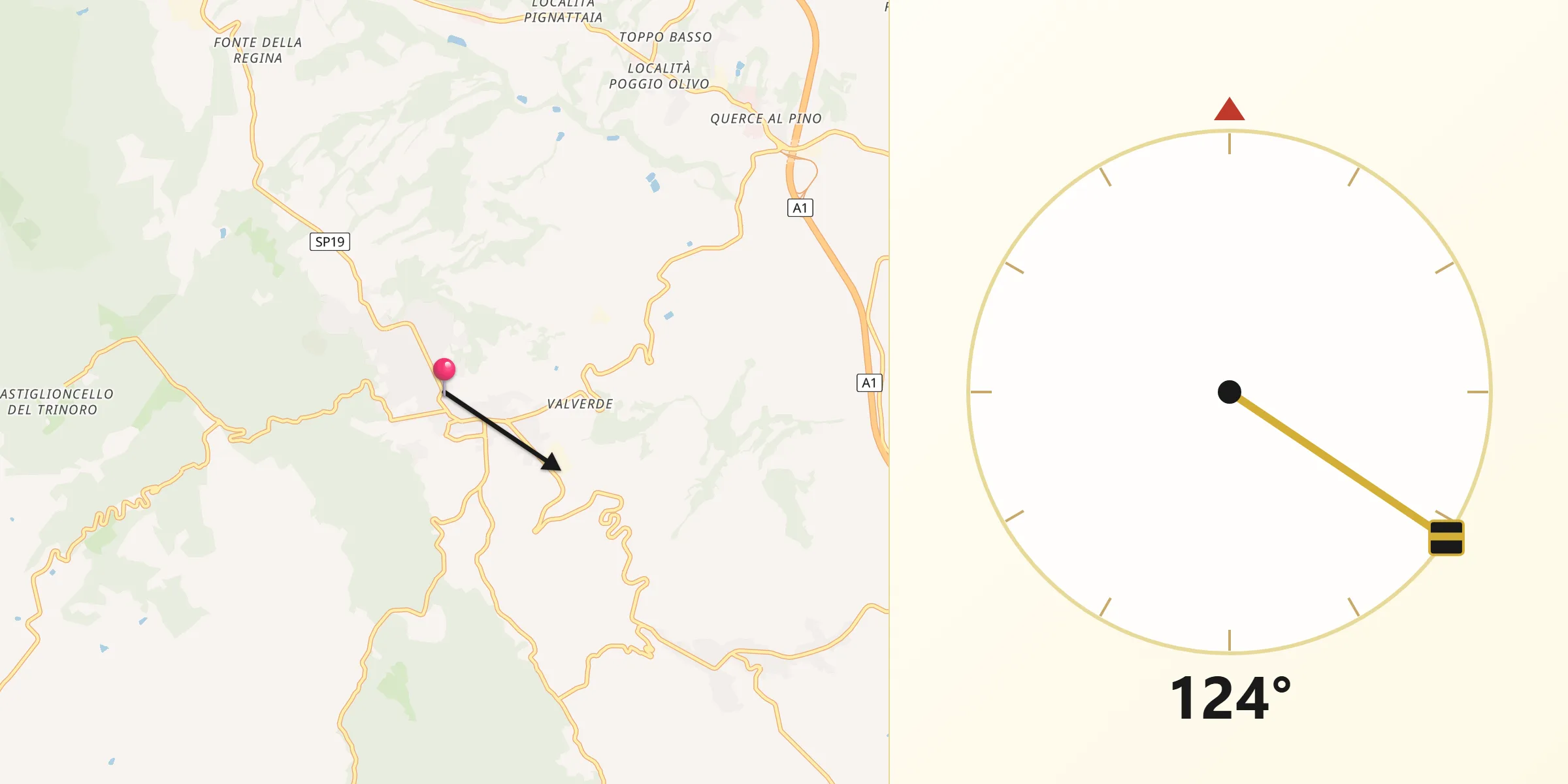 Direzione della Qibla da Sarteano
