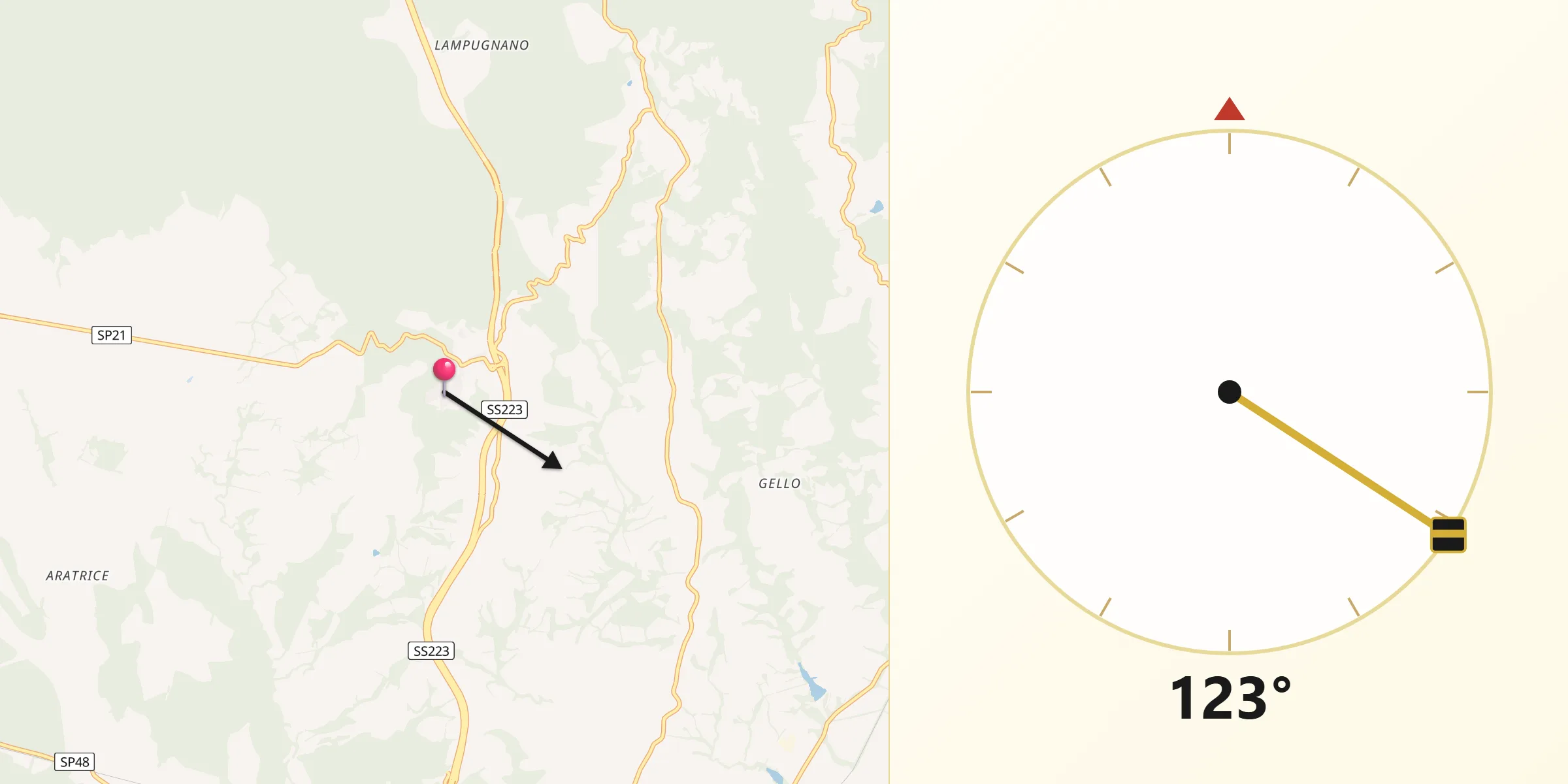 Direzione della Qibla da Civitella Marittima