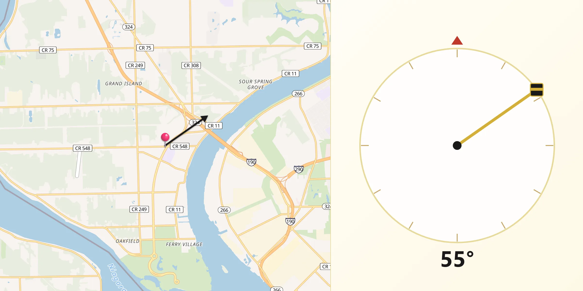 Qibla Direction from Grandyle Village