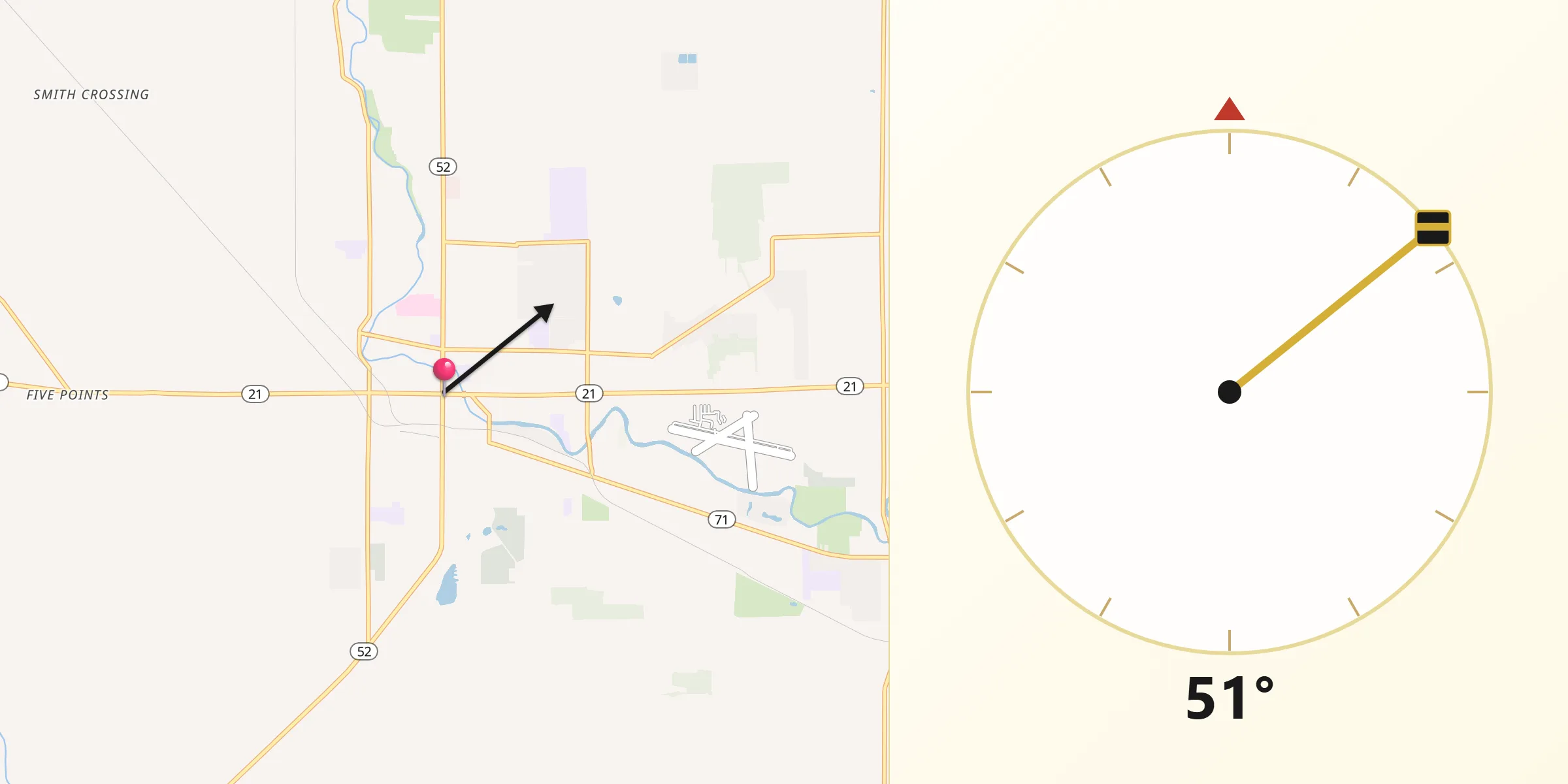 Qibla Direction from Owosso