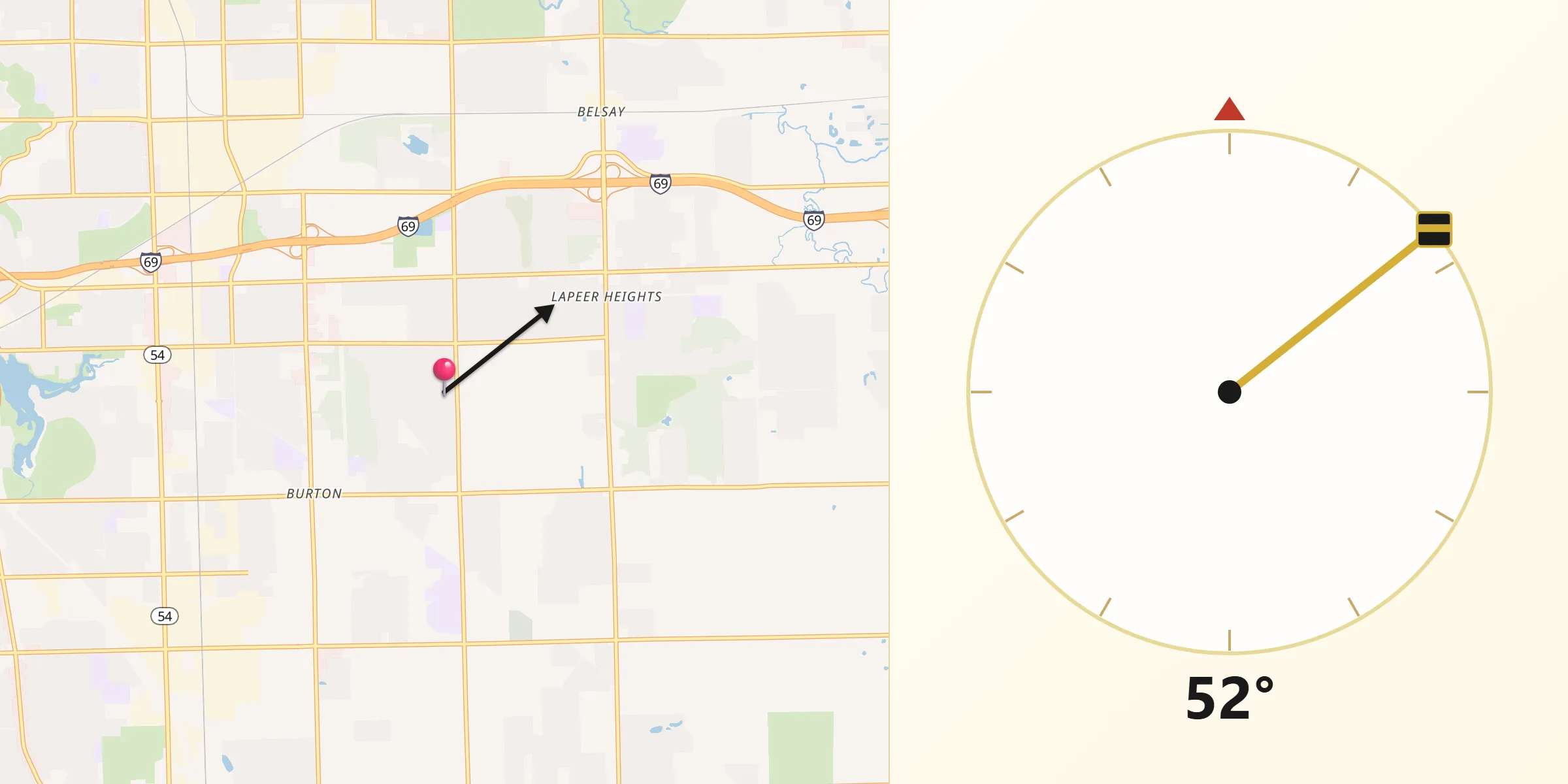 Qibla Direction from Burton