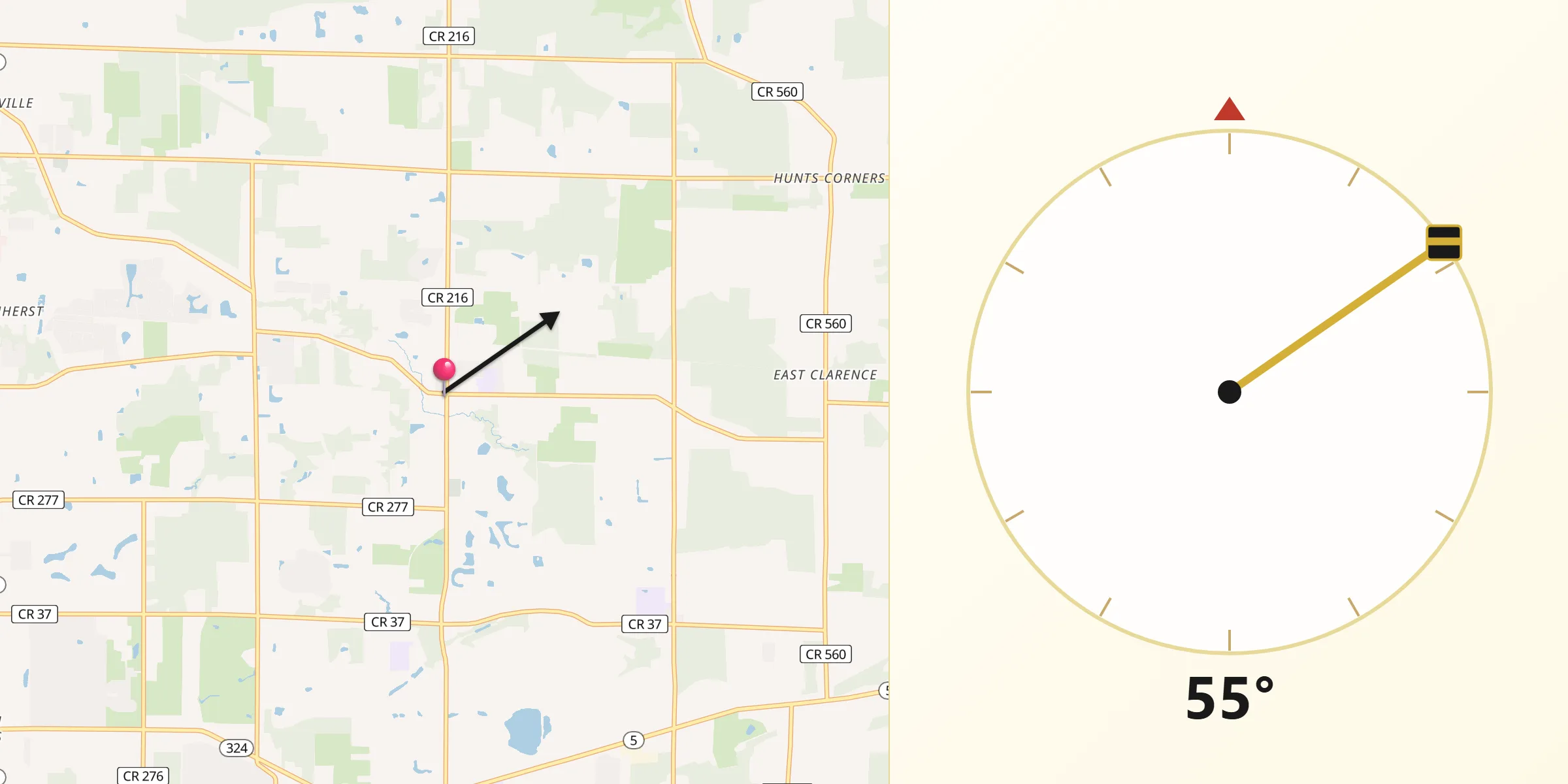 Qibla Direction from Clarence Center
