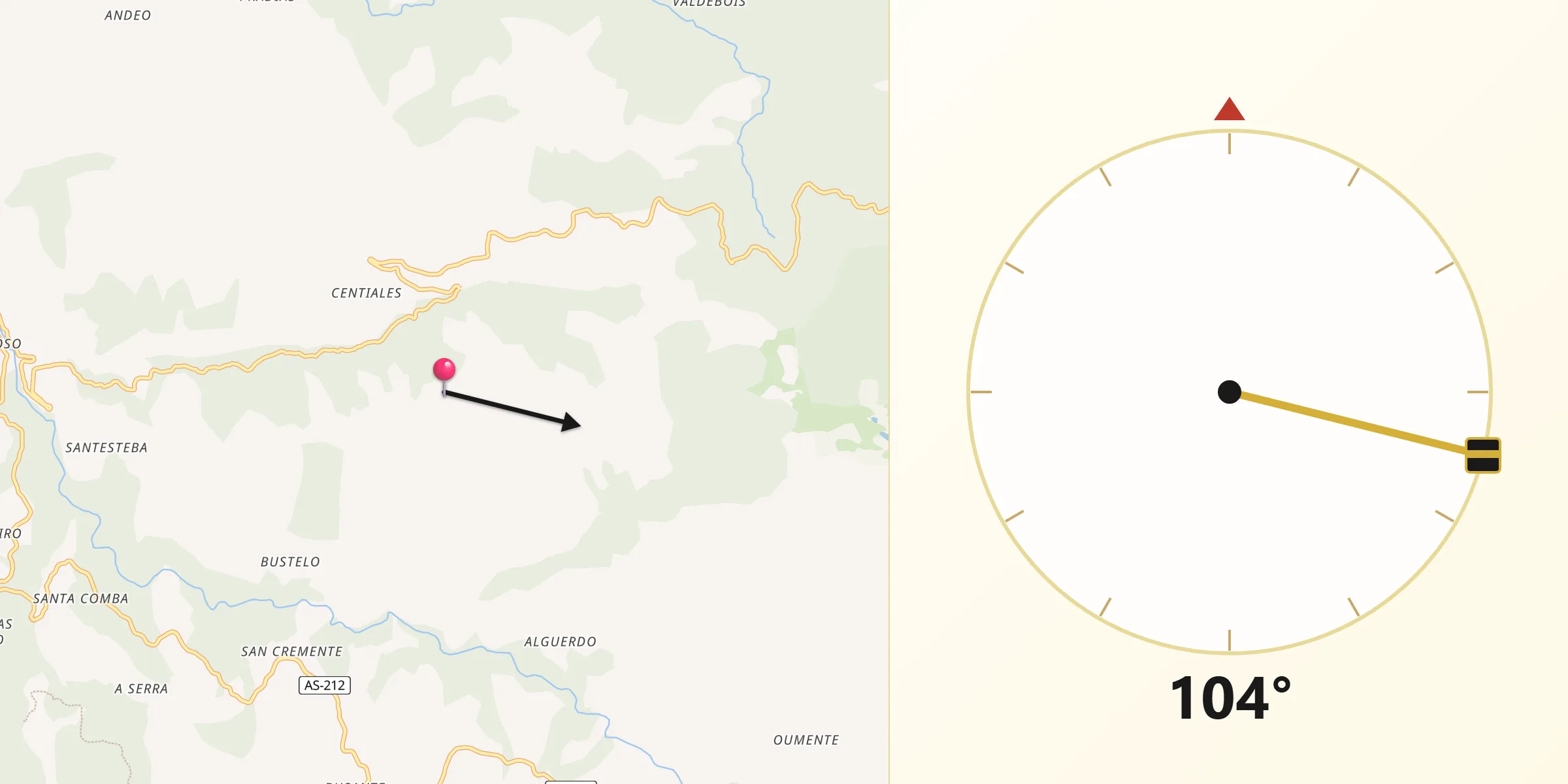 Dirección de la Qibla desde Ibias