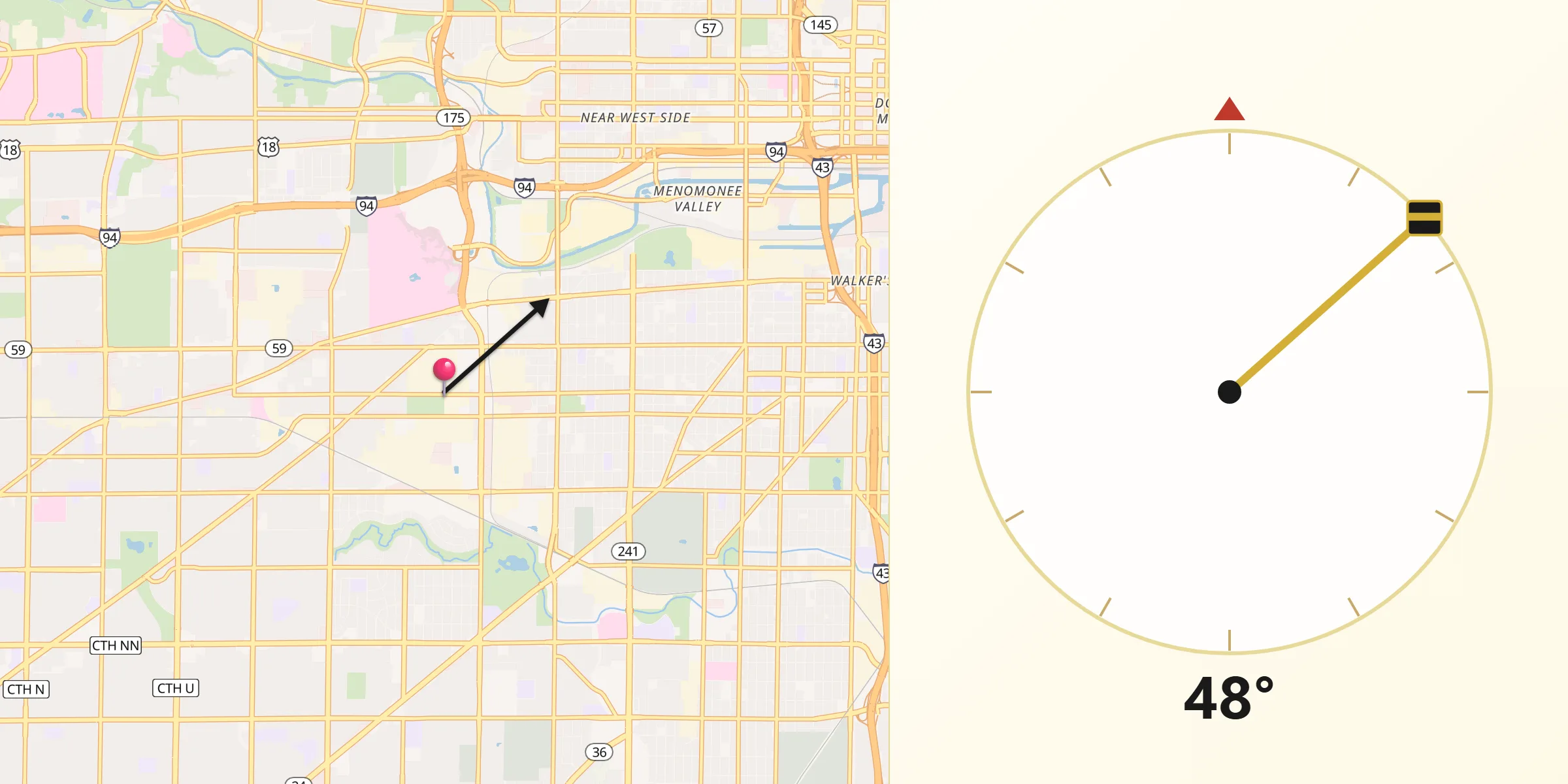 Qibla Direction from West Milwaukee