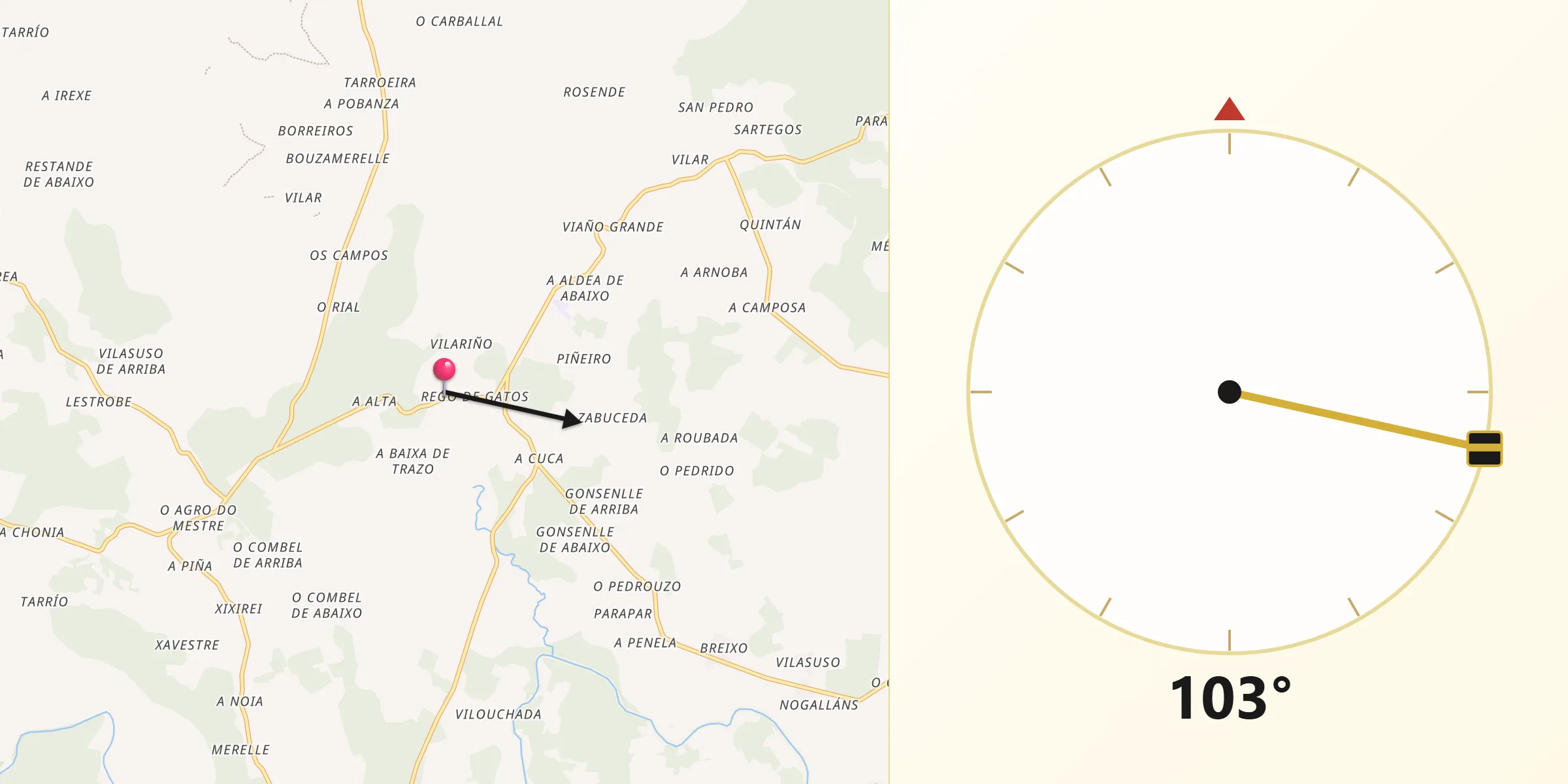 Dirección de la Qibla desde Trazo