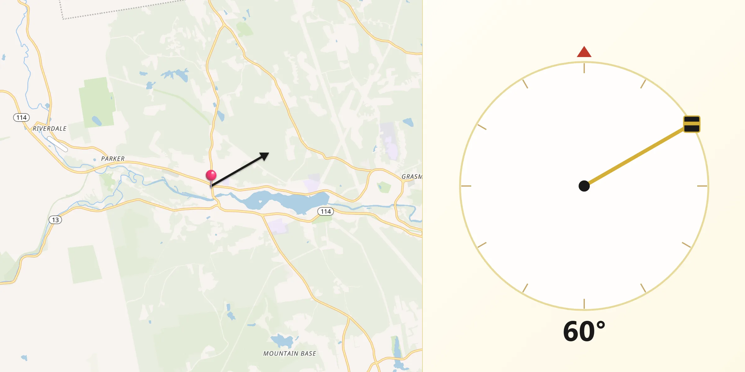 Qibla Direction from Goffstown
