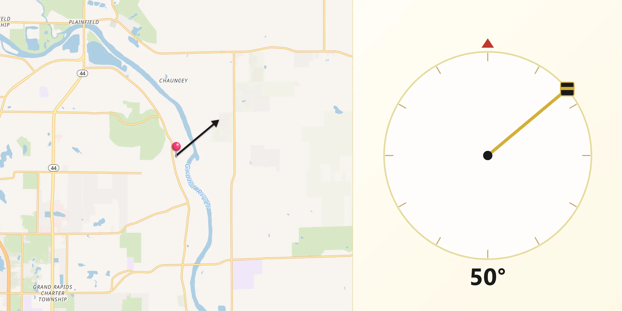 Dirección de la Qibla desde Kent