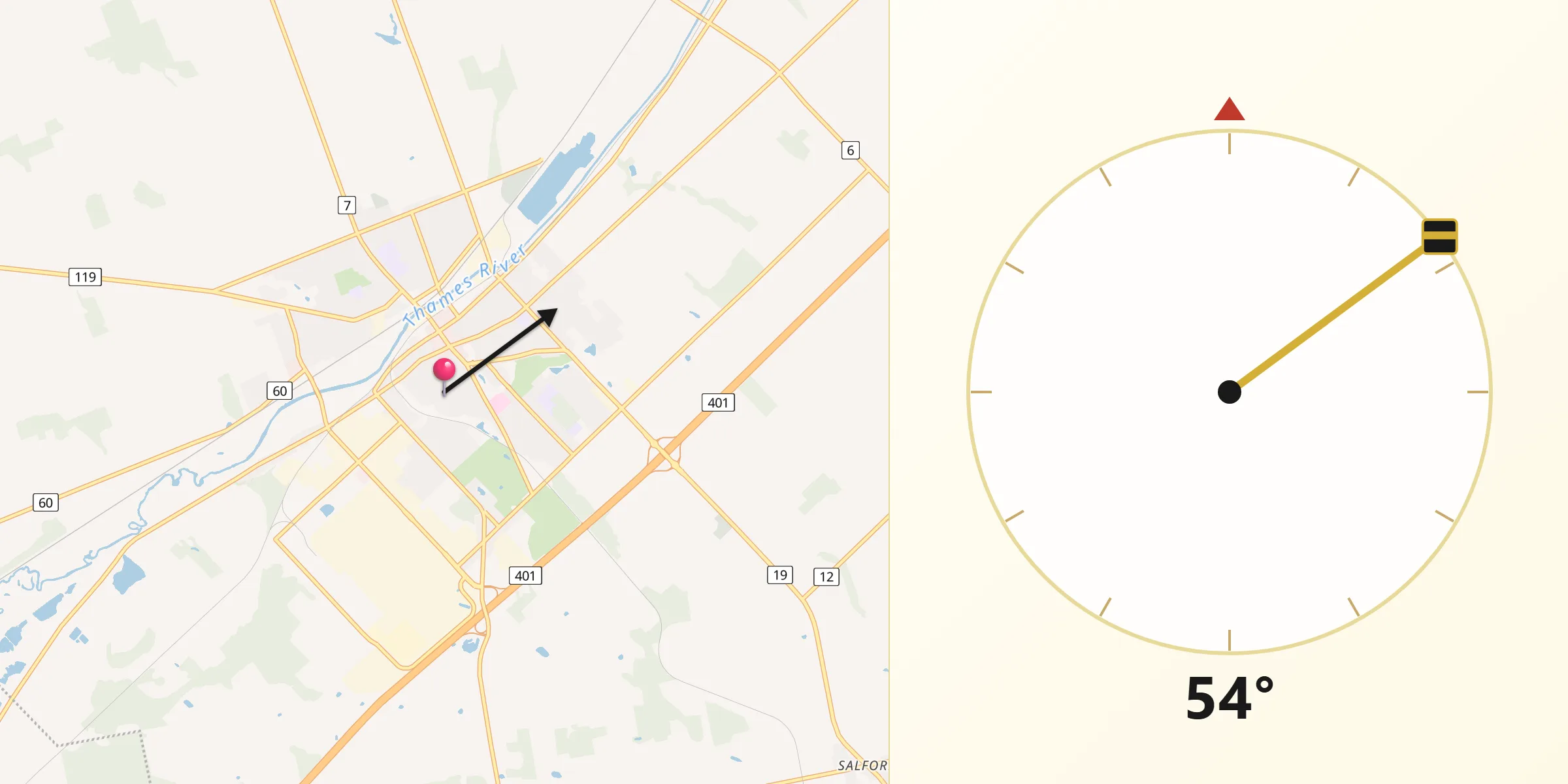 Qibla Direction from Ingersoll