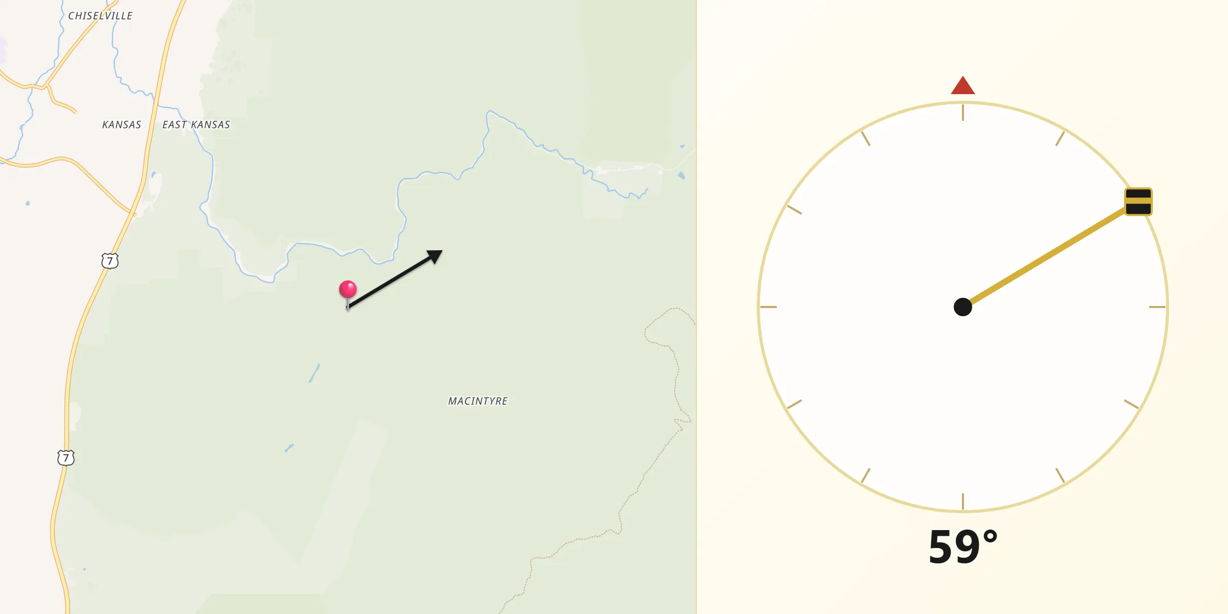 Qibla Direction from Bennington County