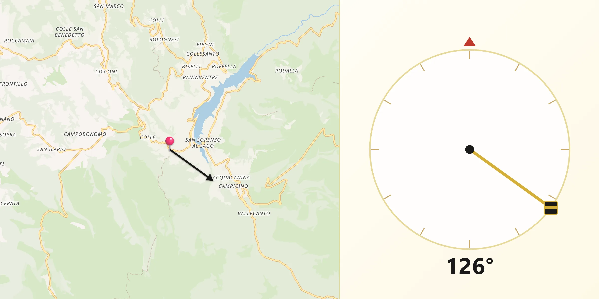 Direzione della Qibla da Trebbio