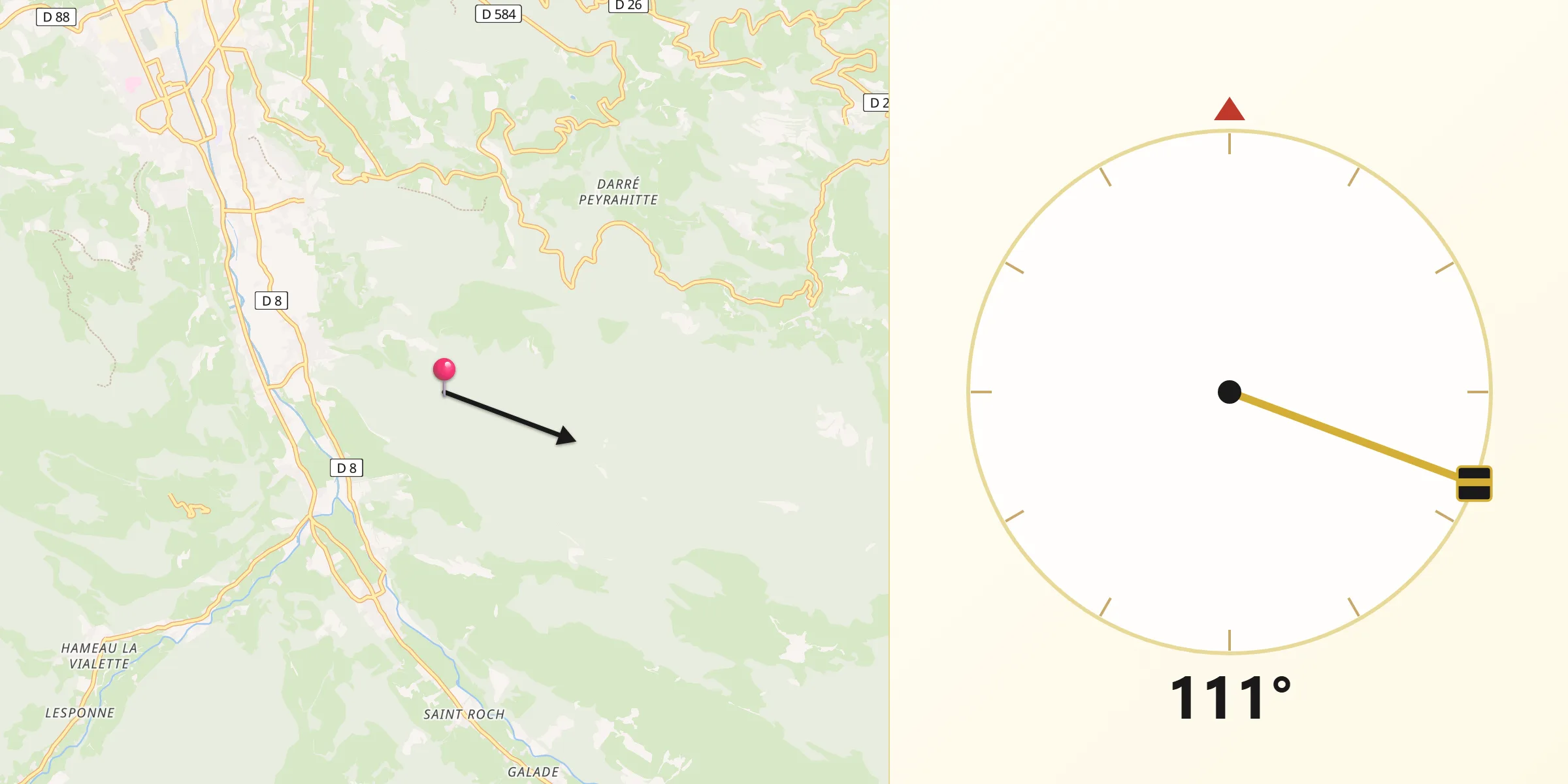 Direction vers la Qibla depuis Département des Hautes-Pyrénées