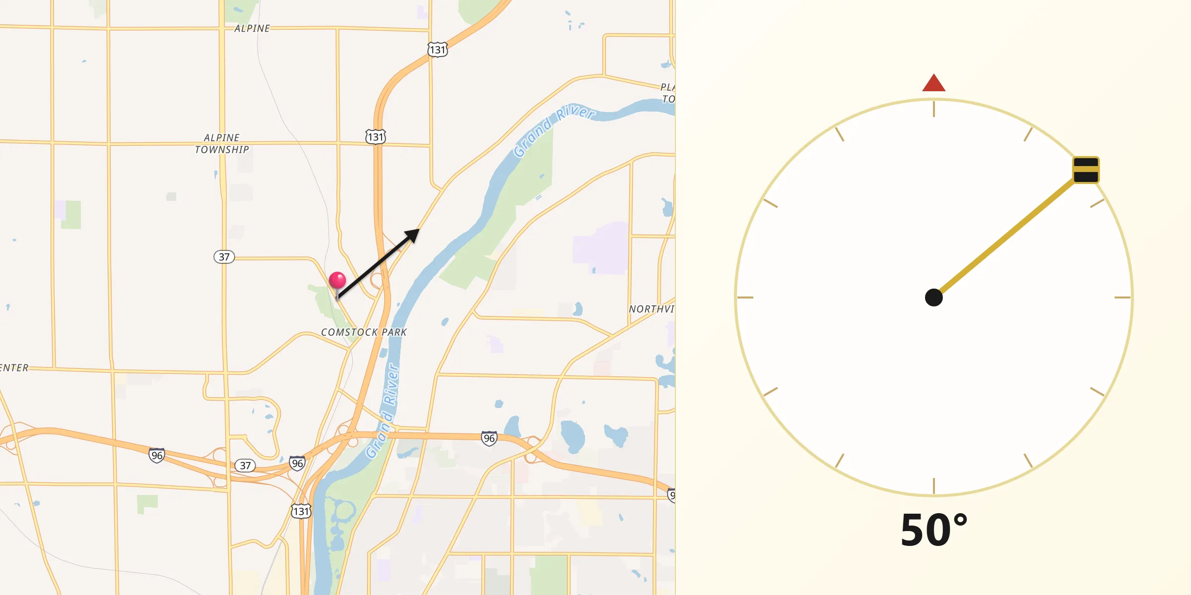 Qibla Direction from Comstock Park