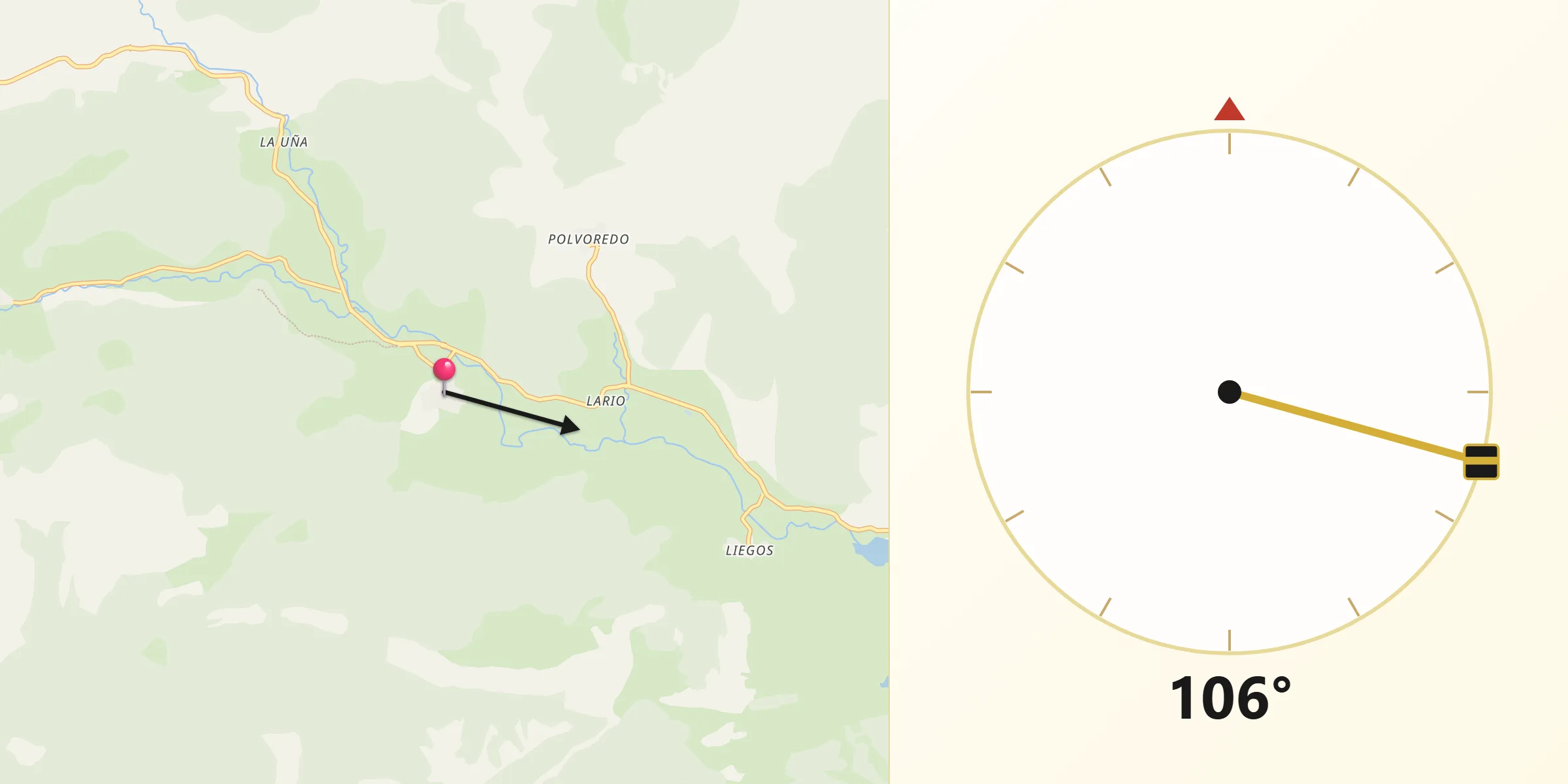 Dirección de la Qibla desde Acebedo