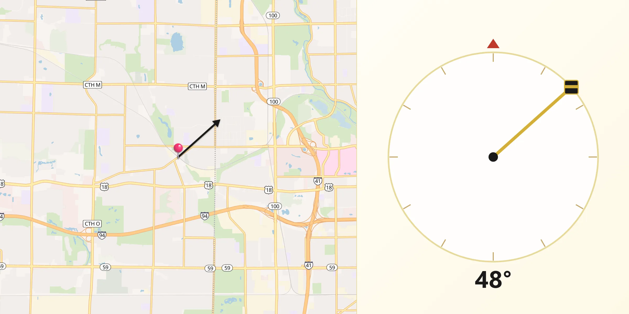 Qibla Direction from Elm Grove