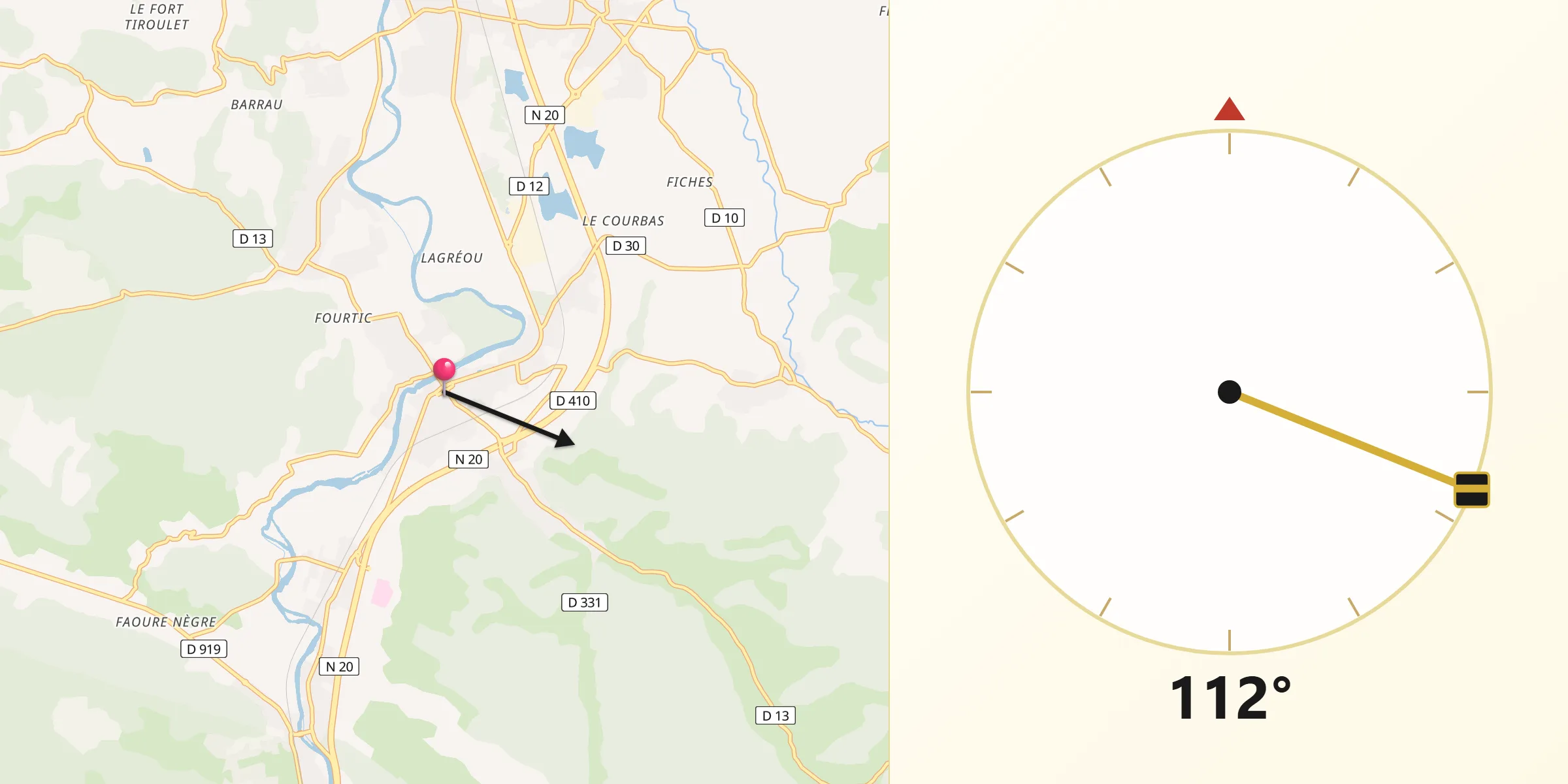Direction vers la Qibla depuis Varilhes