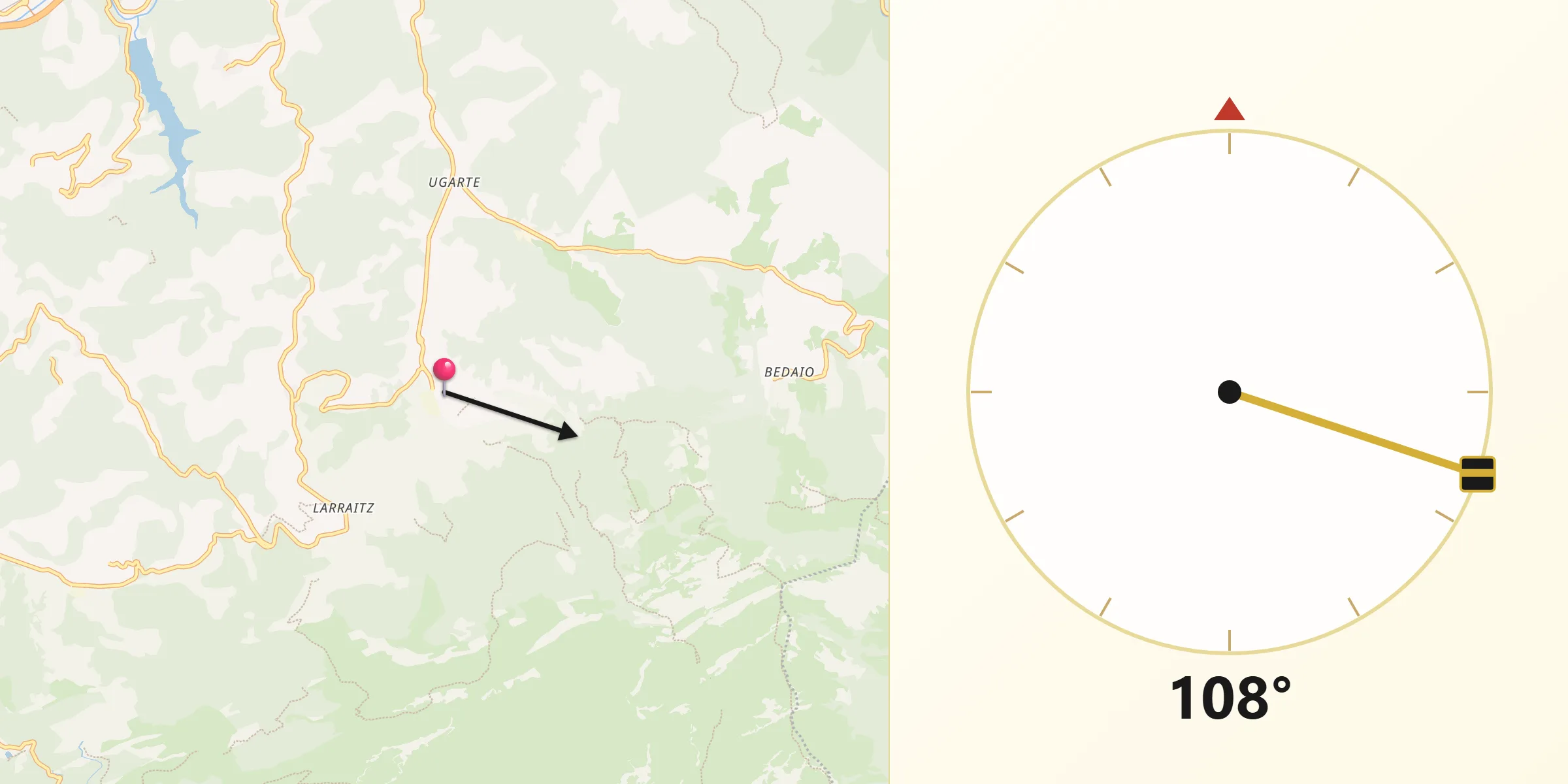 Dirección de la Qibla desde Amezketa