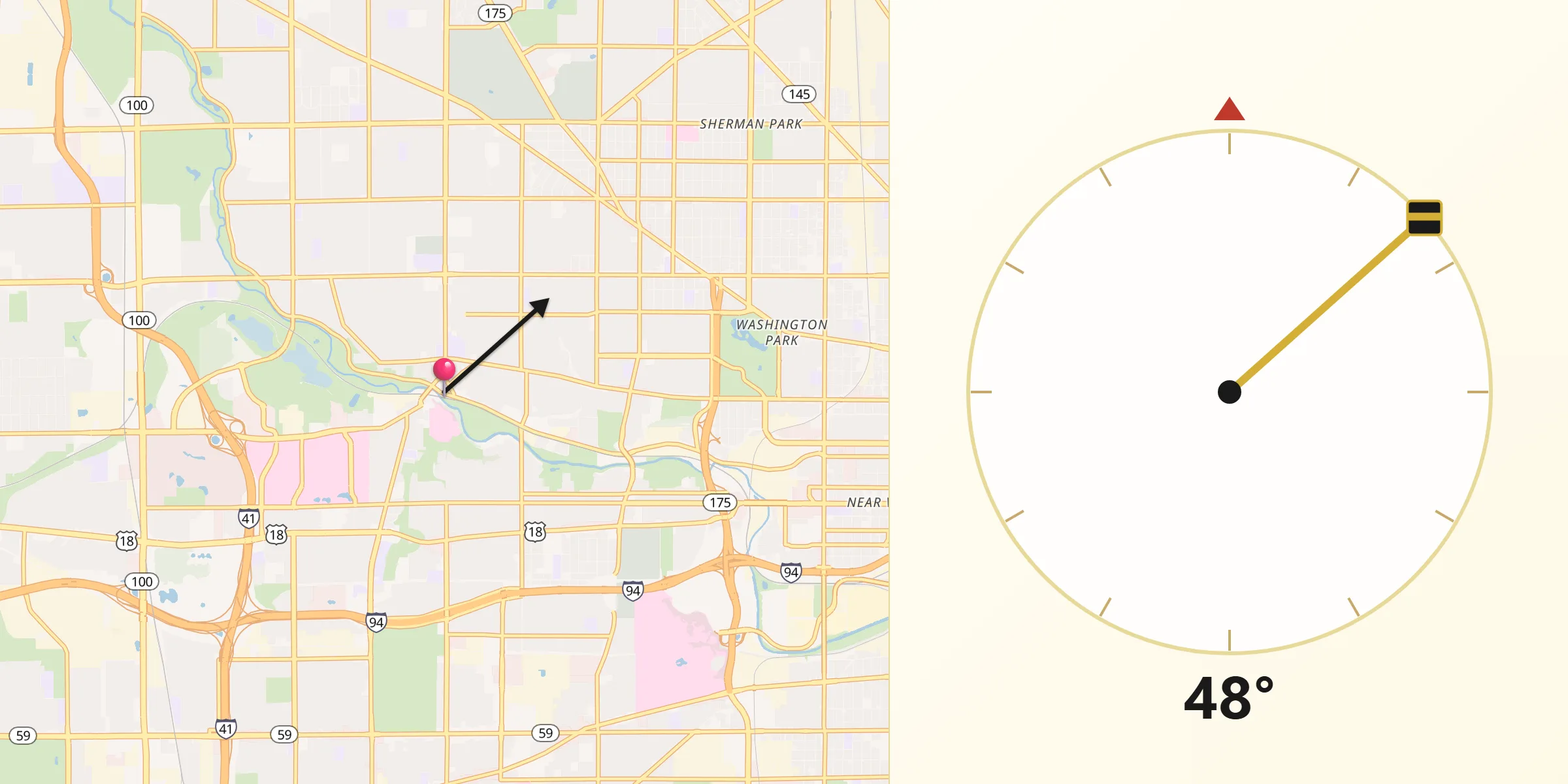Qibla Direction from Wauwatosa