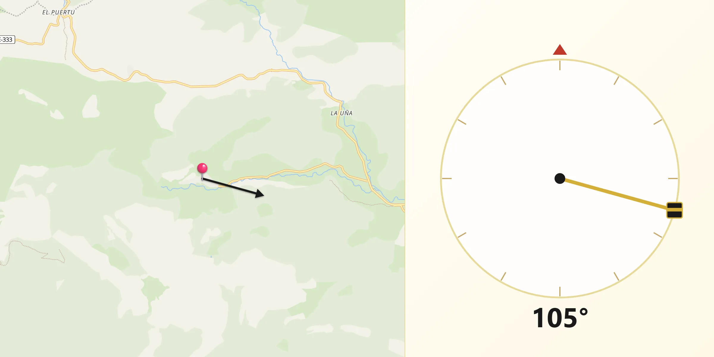 Dirección de la Qibla desde Maraña