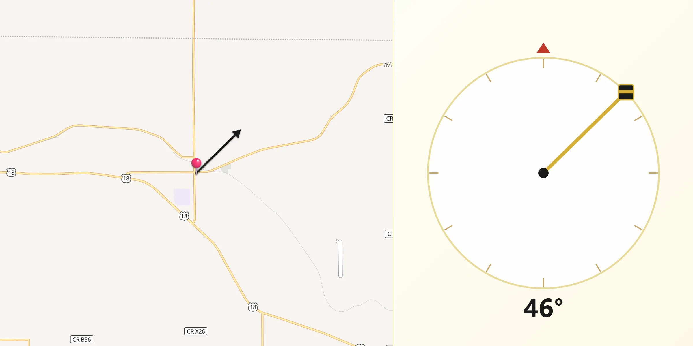 Qibla Direction from Monona