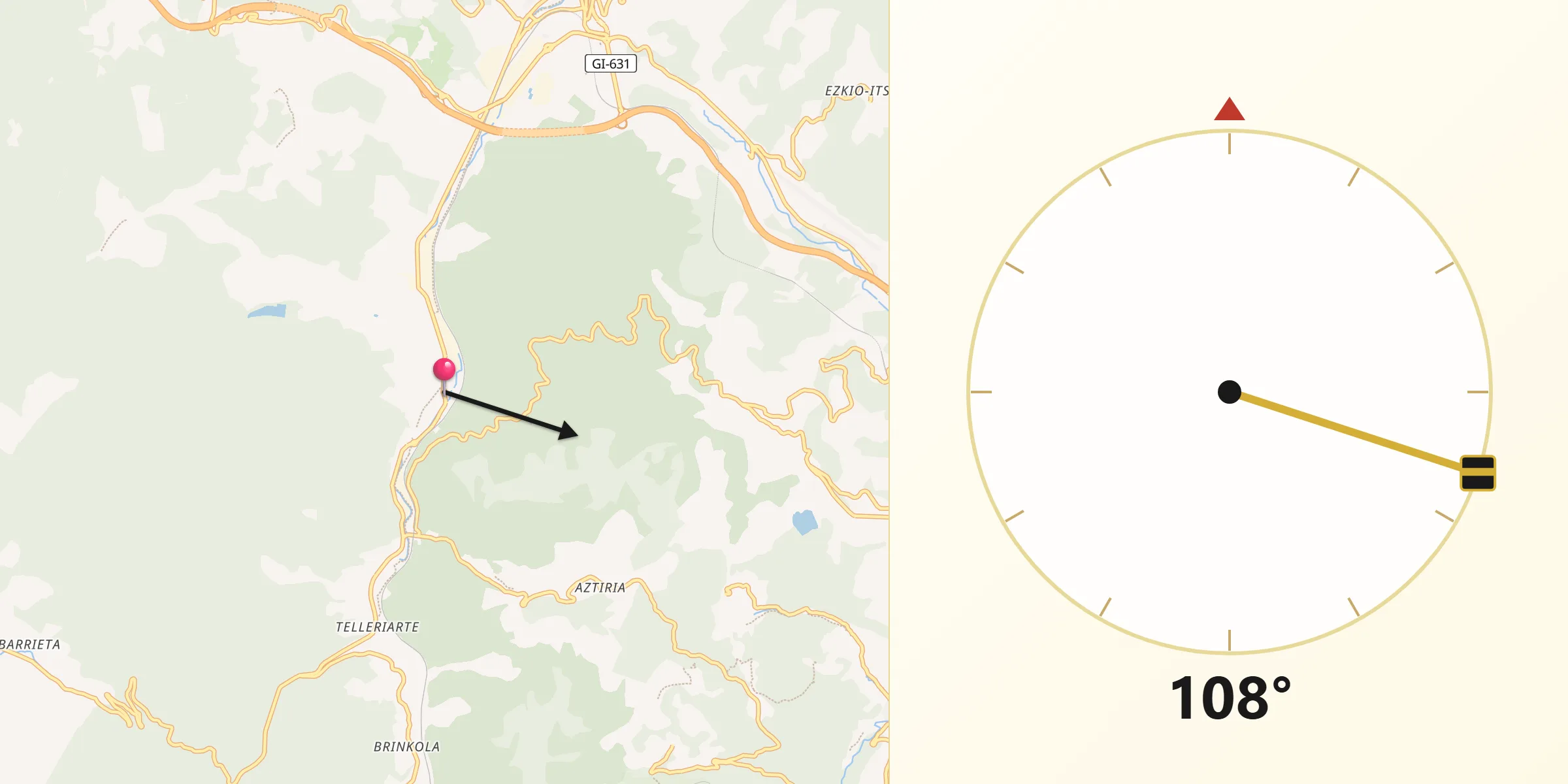 Dirección de la Qibla desde Legazpi