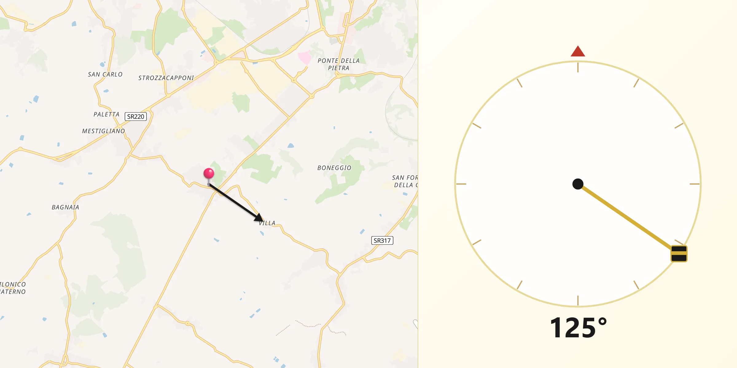 Direzione della Qibla da Pila