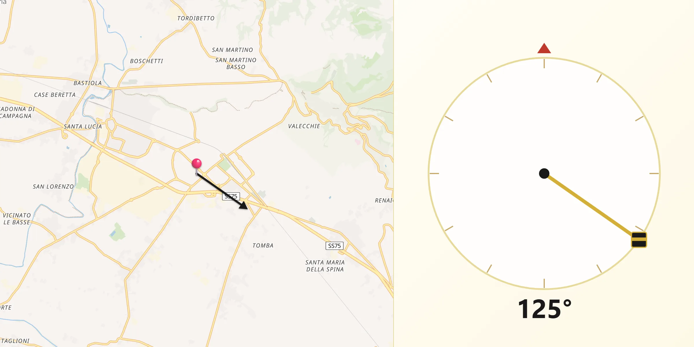 Direzione della Qibla da Santa Maria degli Angeli