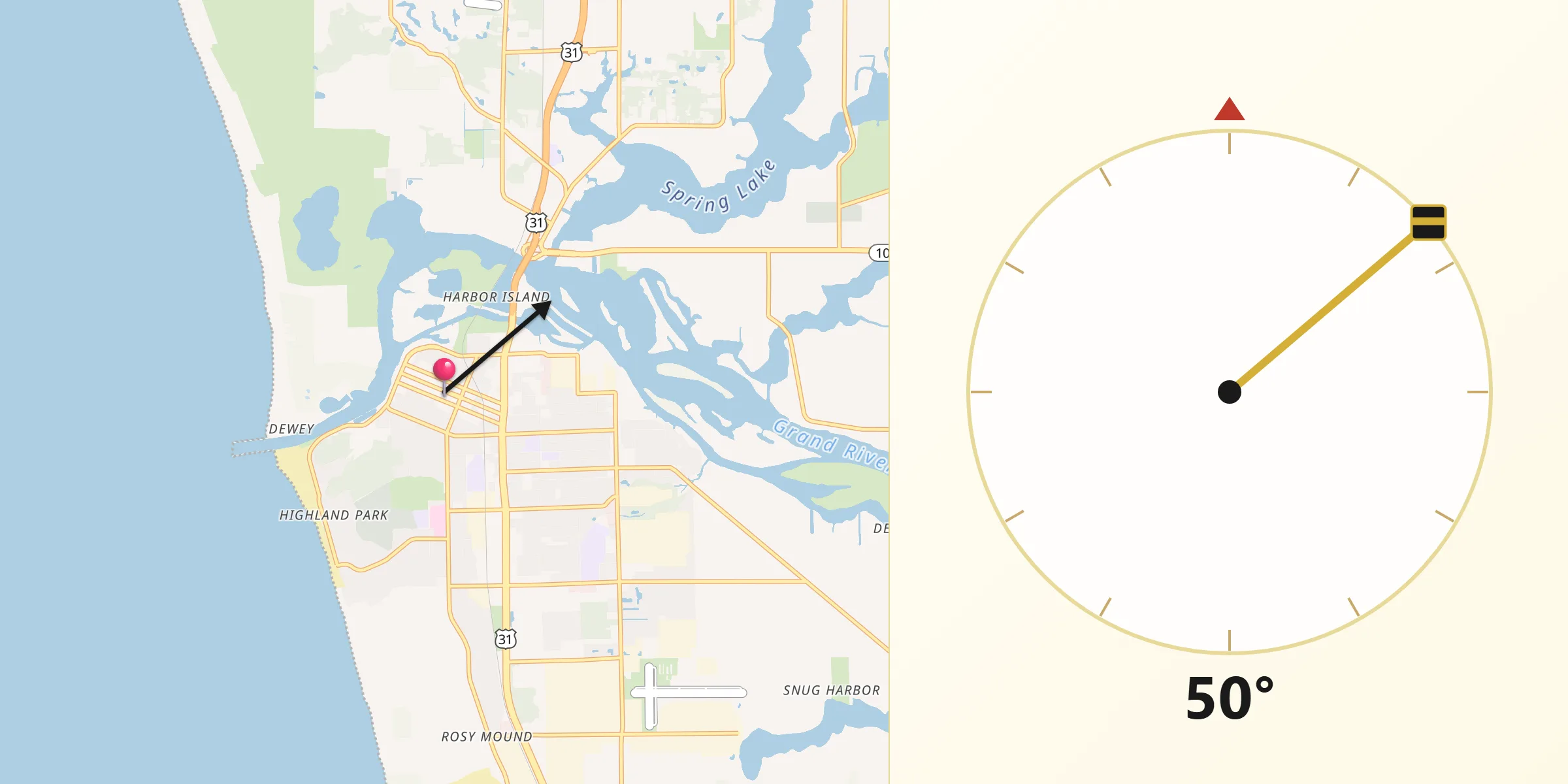 Qibla Direction from Grand Haven