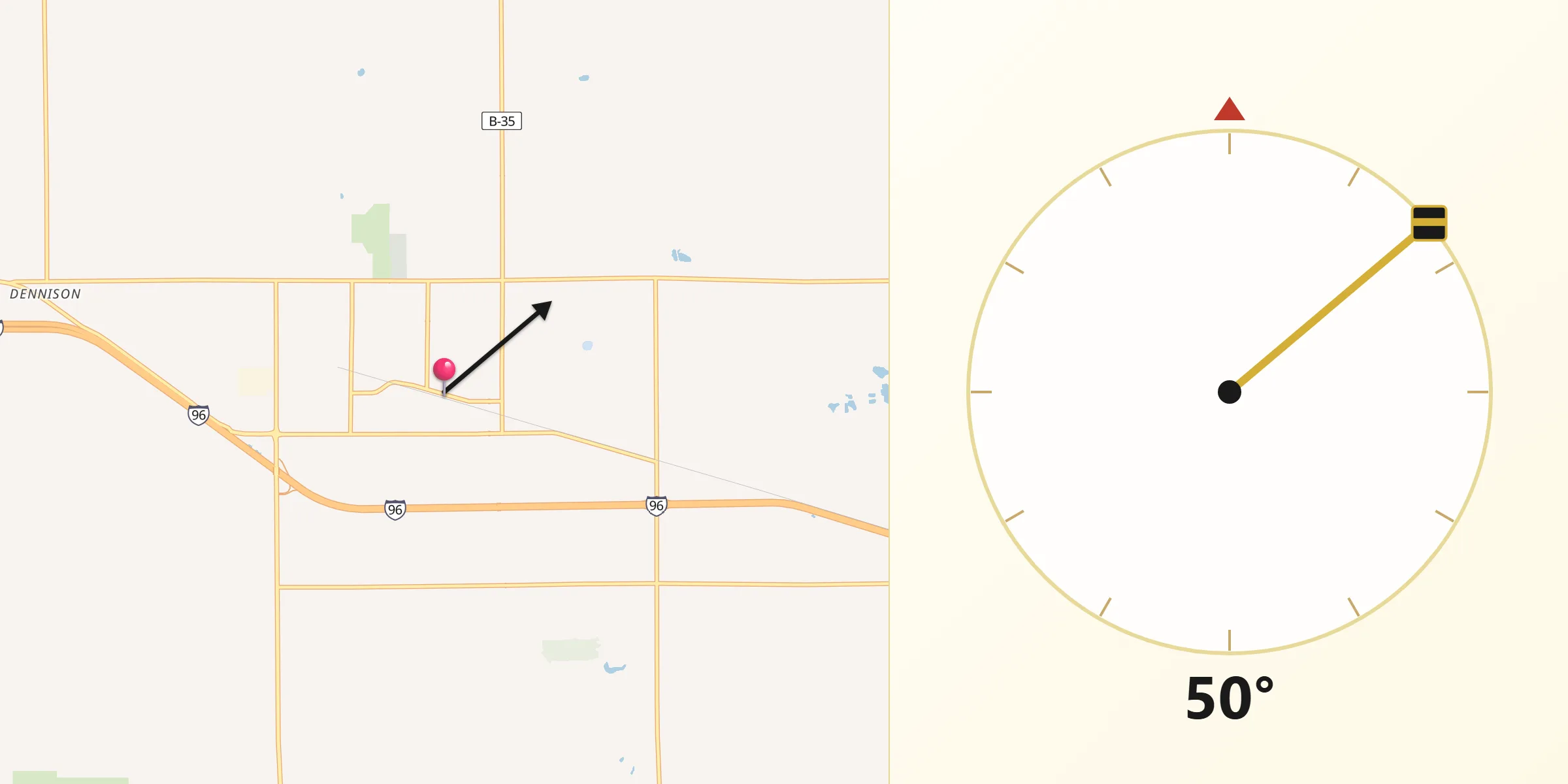 Qibla Direction from Coopersville