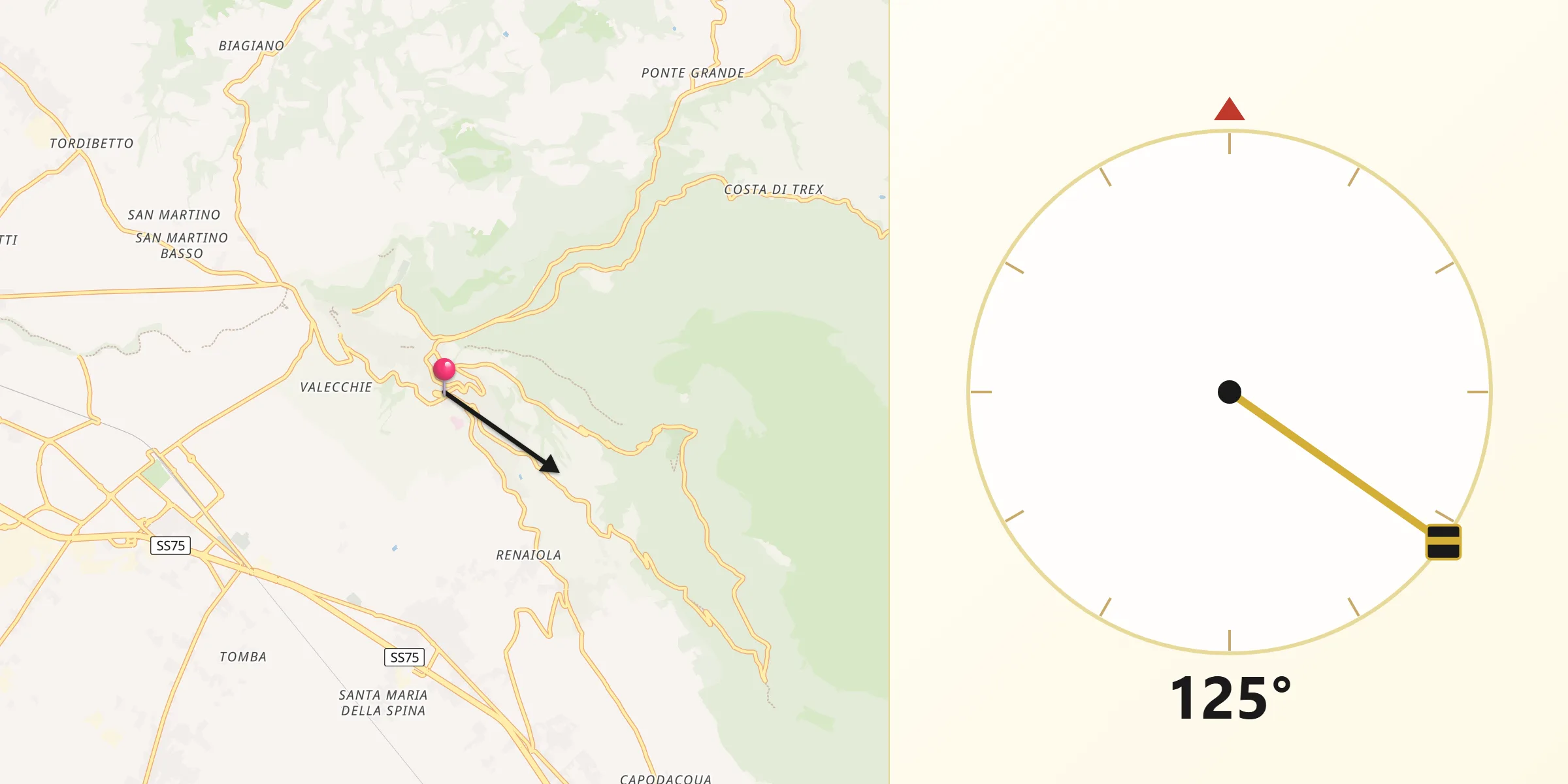 Direzione della Qibla da Assisi