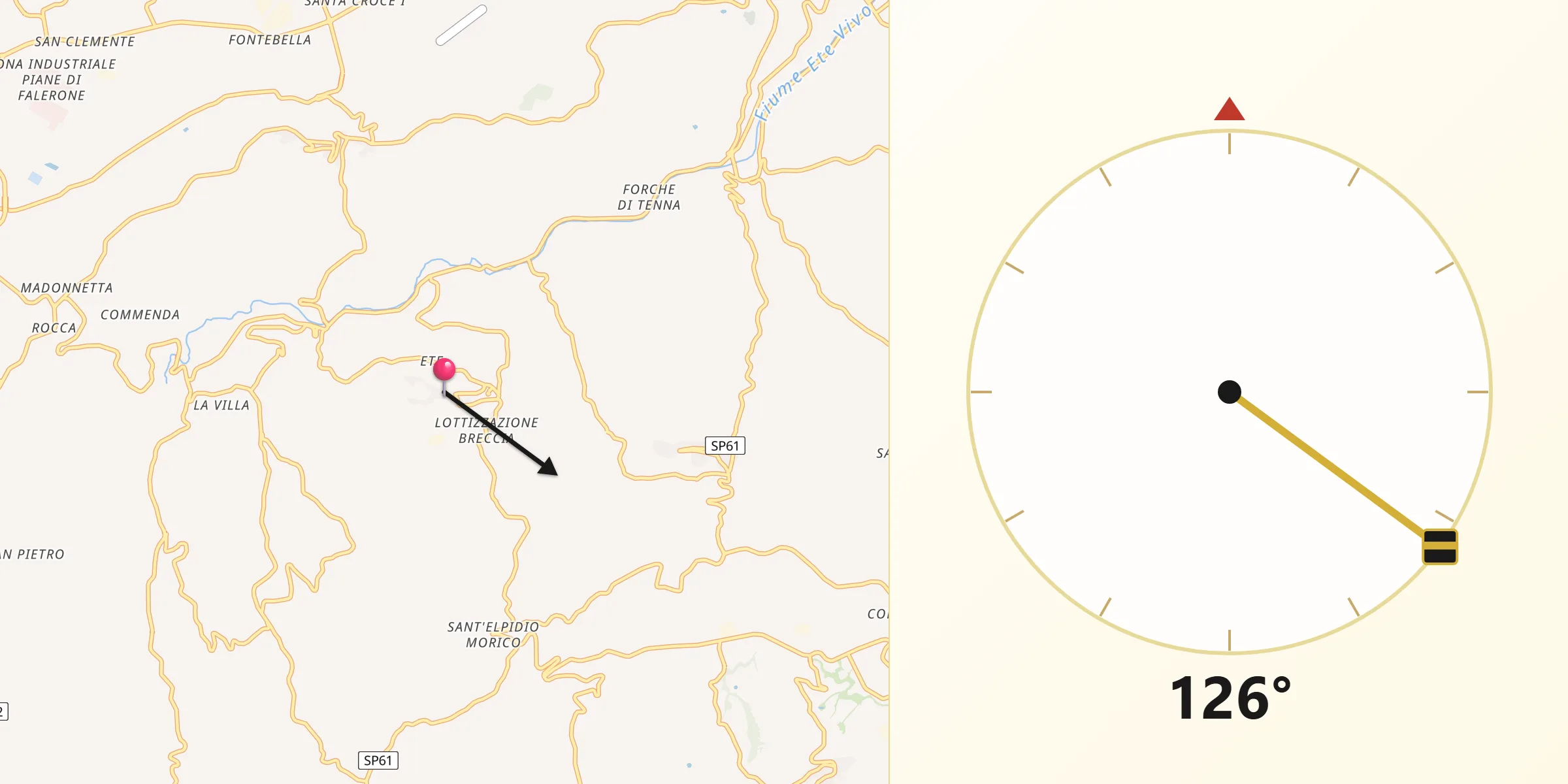 Direzione della Qibla da Monsampietro Morico