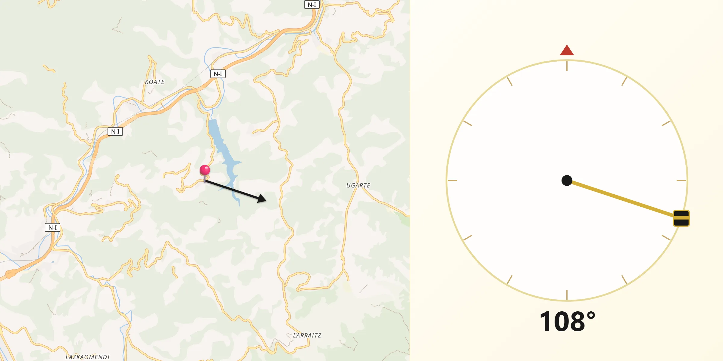 Dirección de la Qibla desde Baliarrain