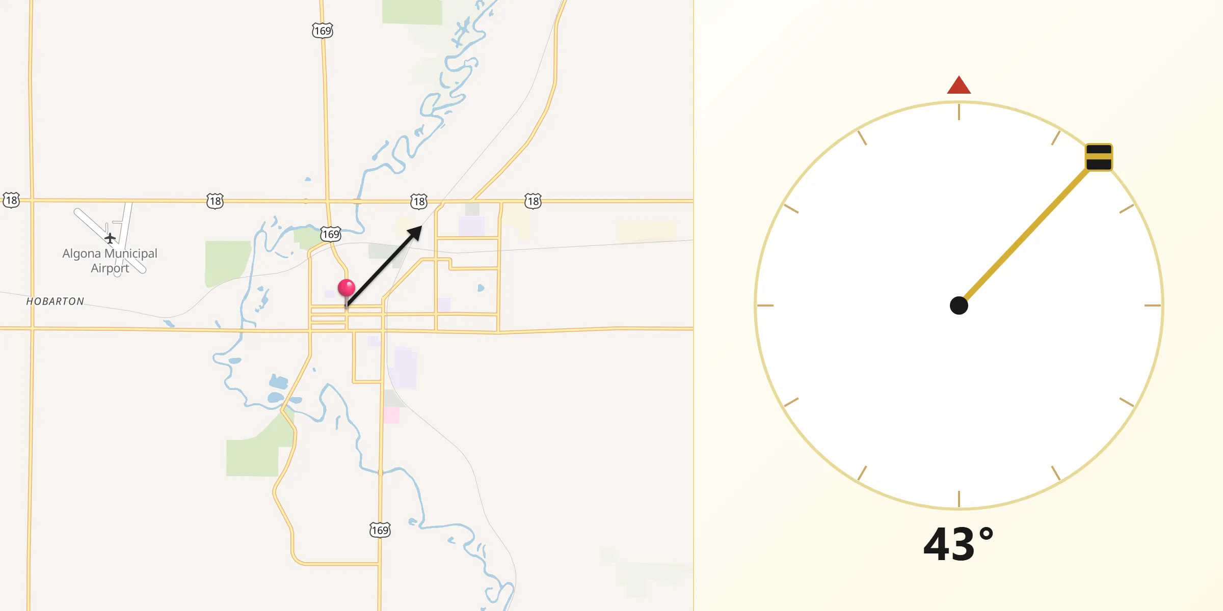 Qibla Direction from Algona