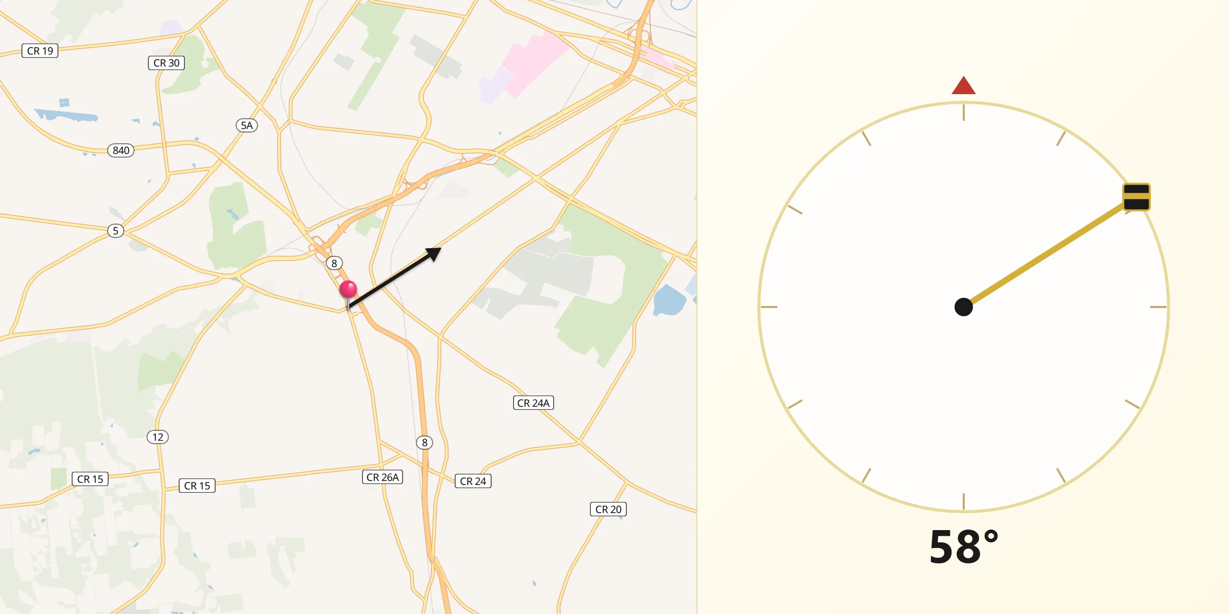 Qibla Direction from New Hartford