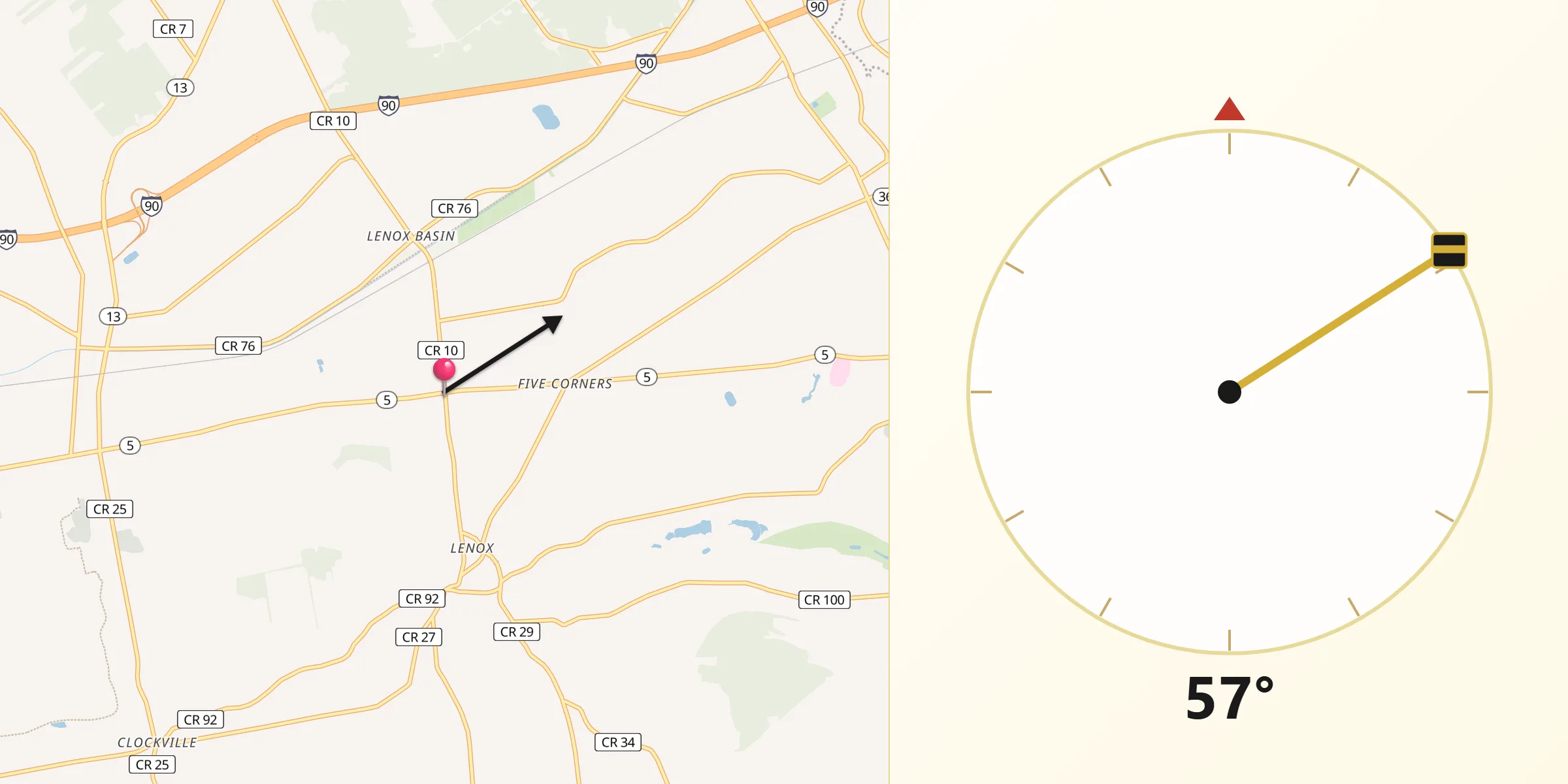 Qibla Direction from Wampsville