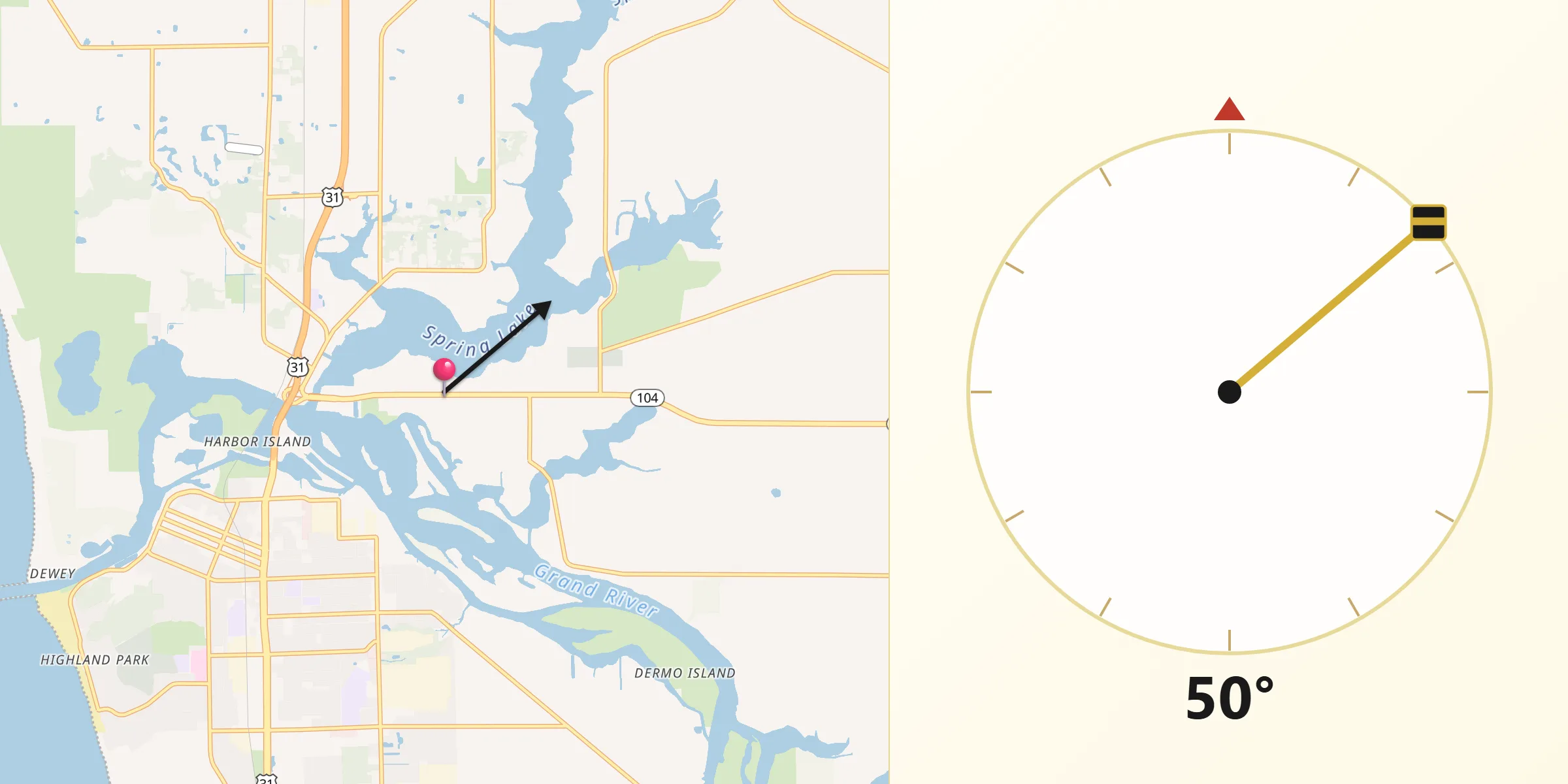 Qibla Direction from Spring Lake