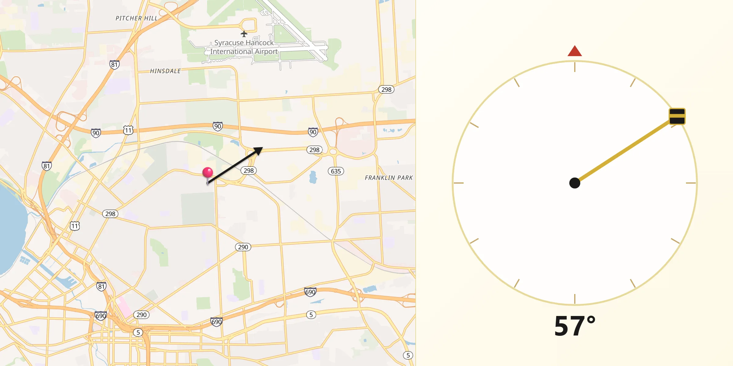 Qibla Direction from Lyncourt