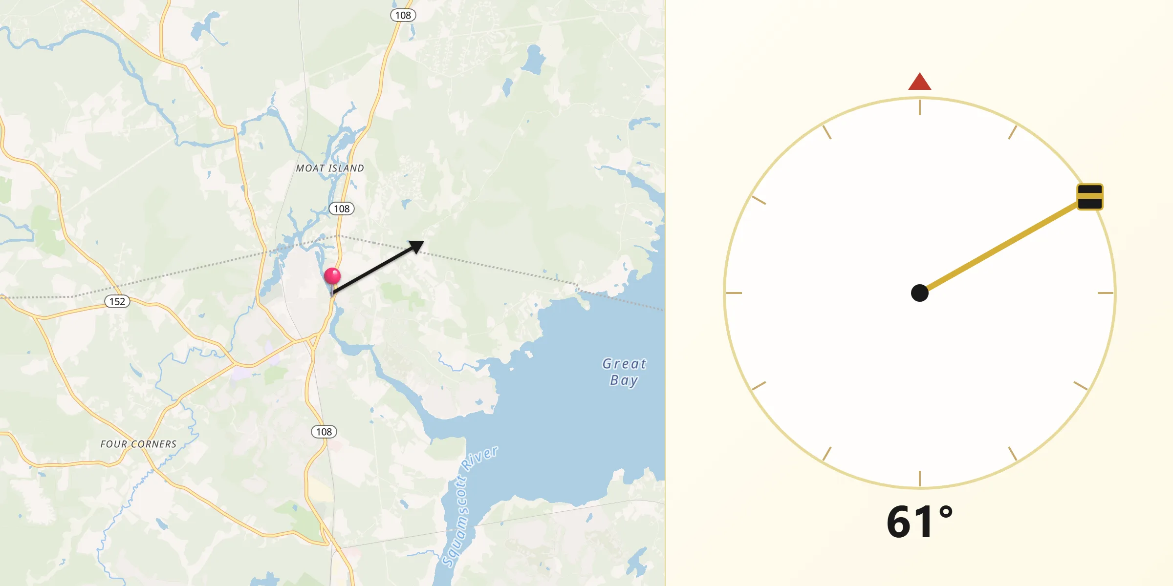 Qibla Direction from Newmarket
