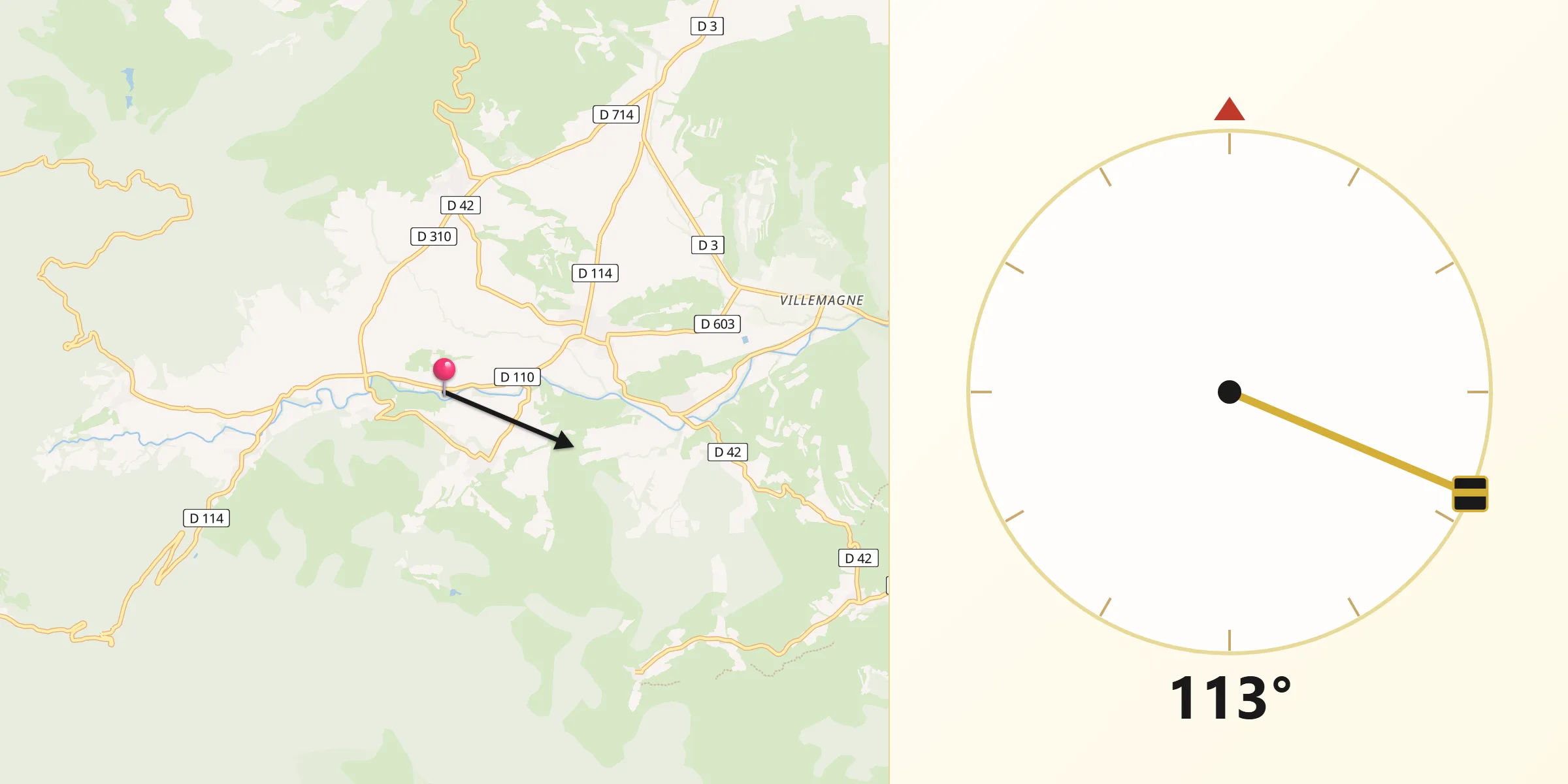 Direction vers la Qibla depuis Département de l'Aude