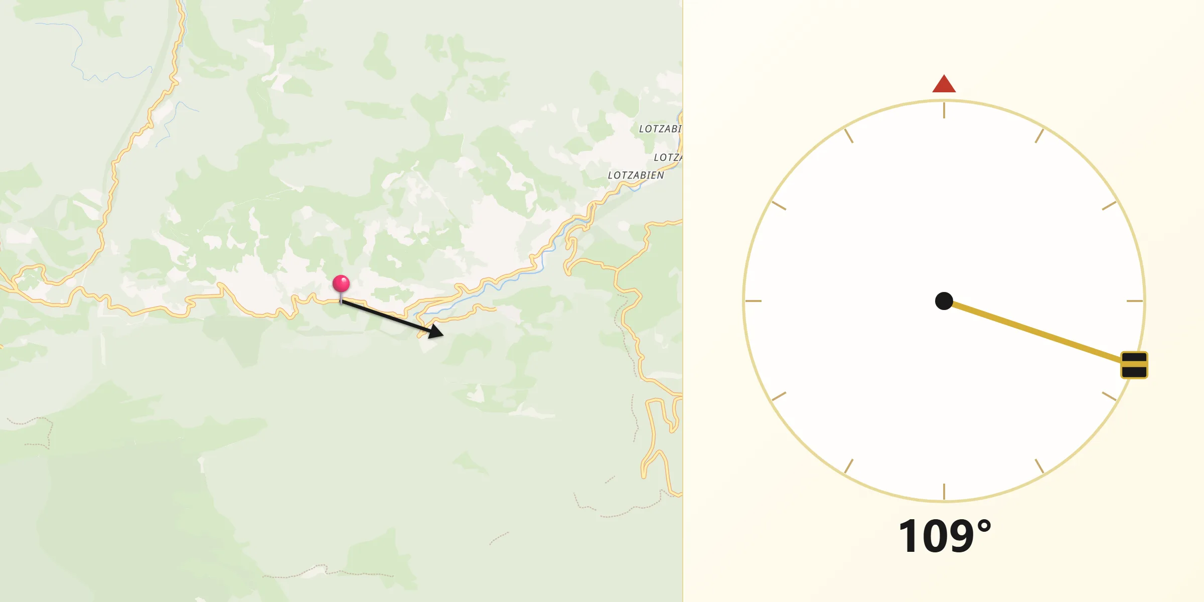 Dirección de la Qibla desde Ezkurra