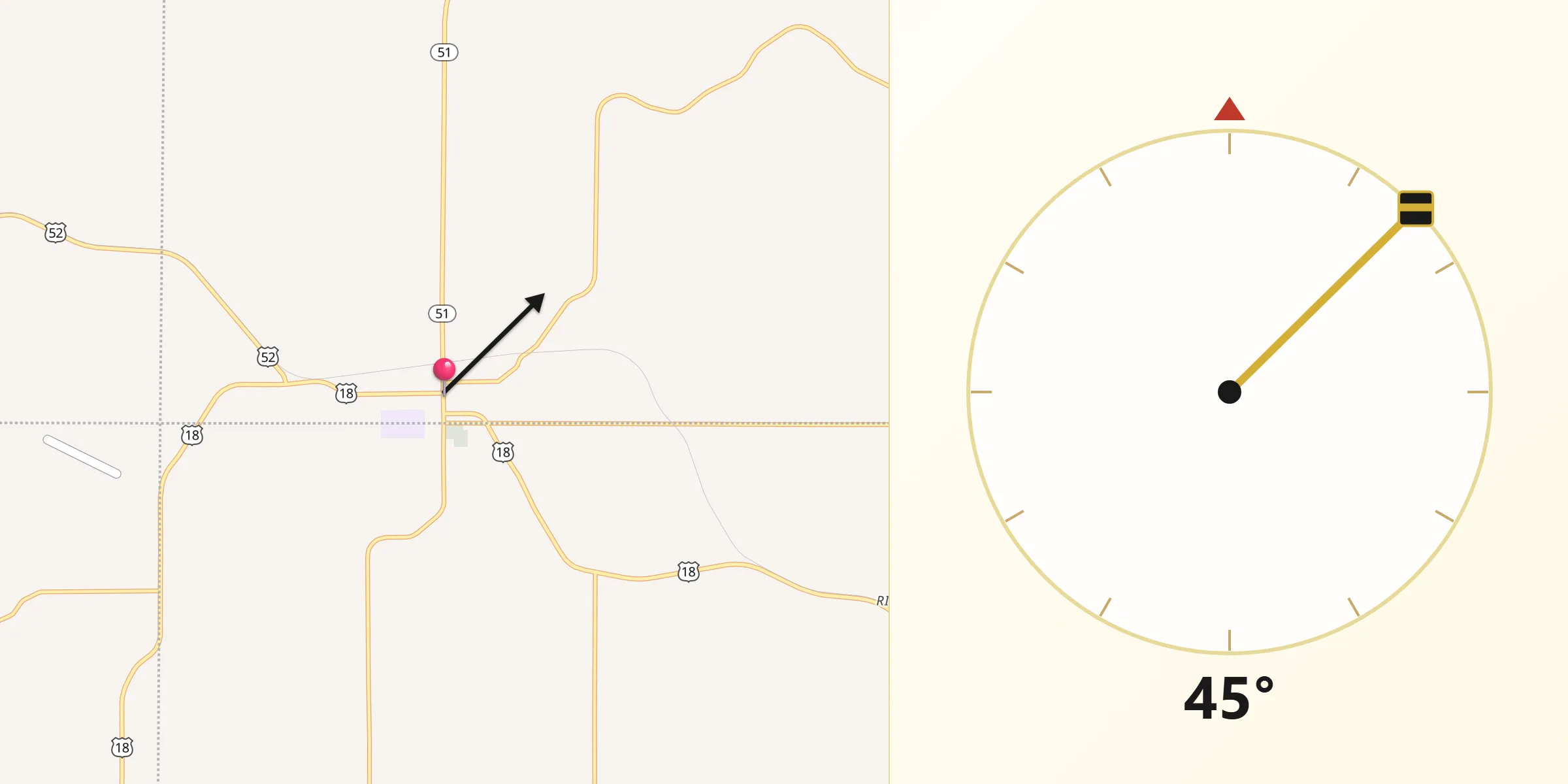 Qibla Direction from Postville