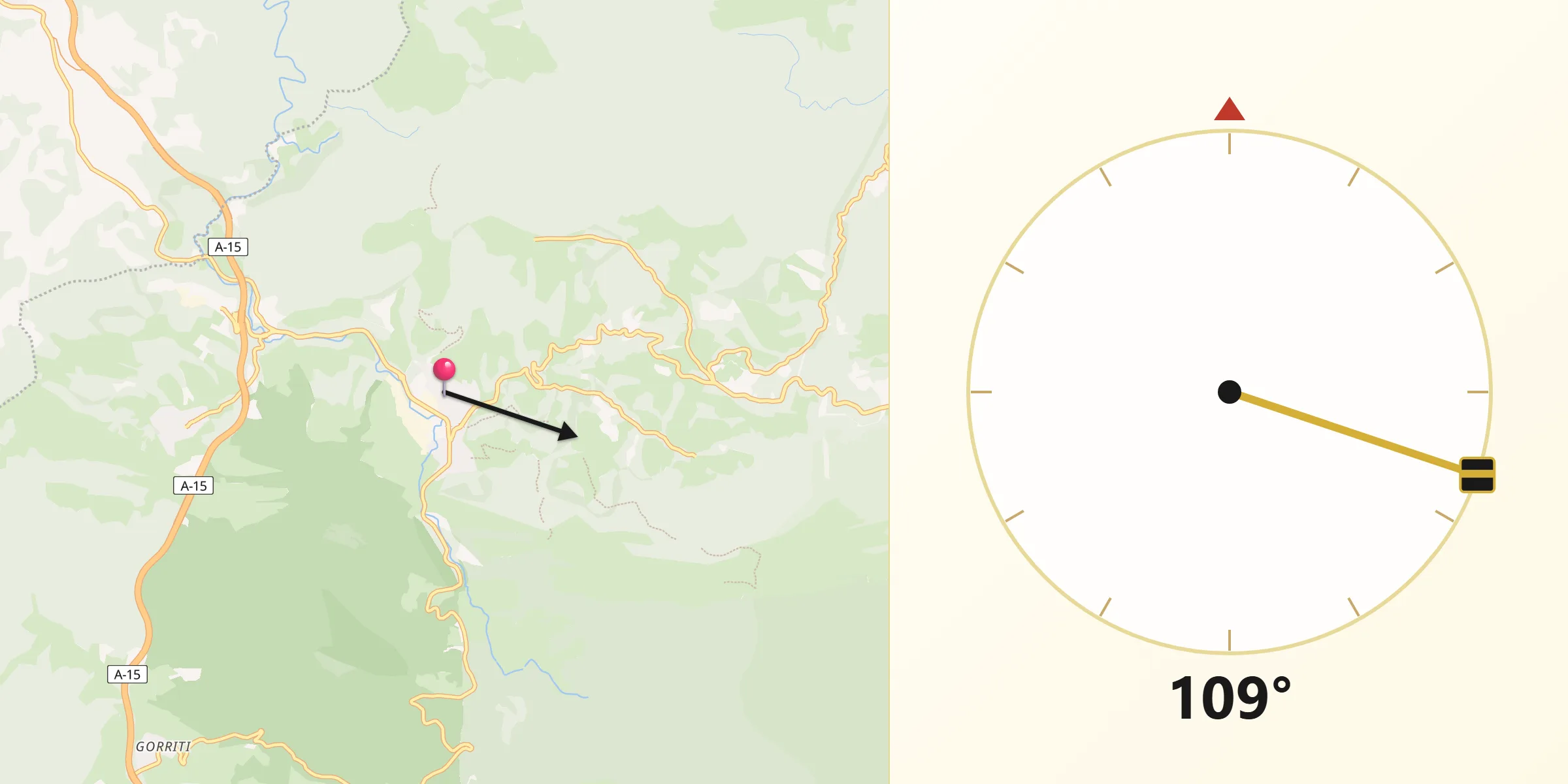 Dirección de la Qibla desde Leitza