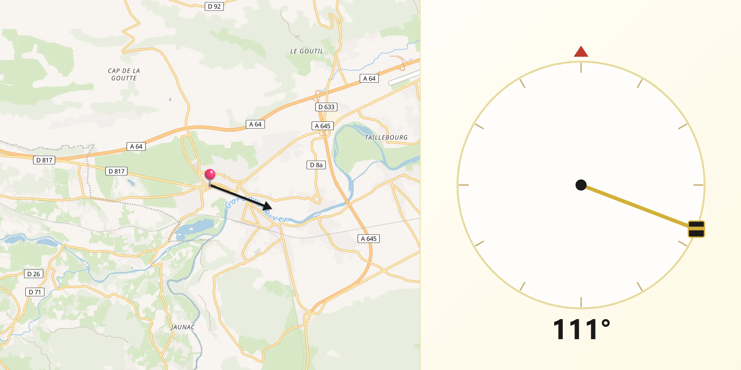 Direction vers la Qibla depuis Montréjeau