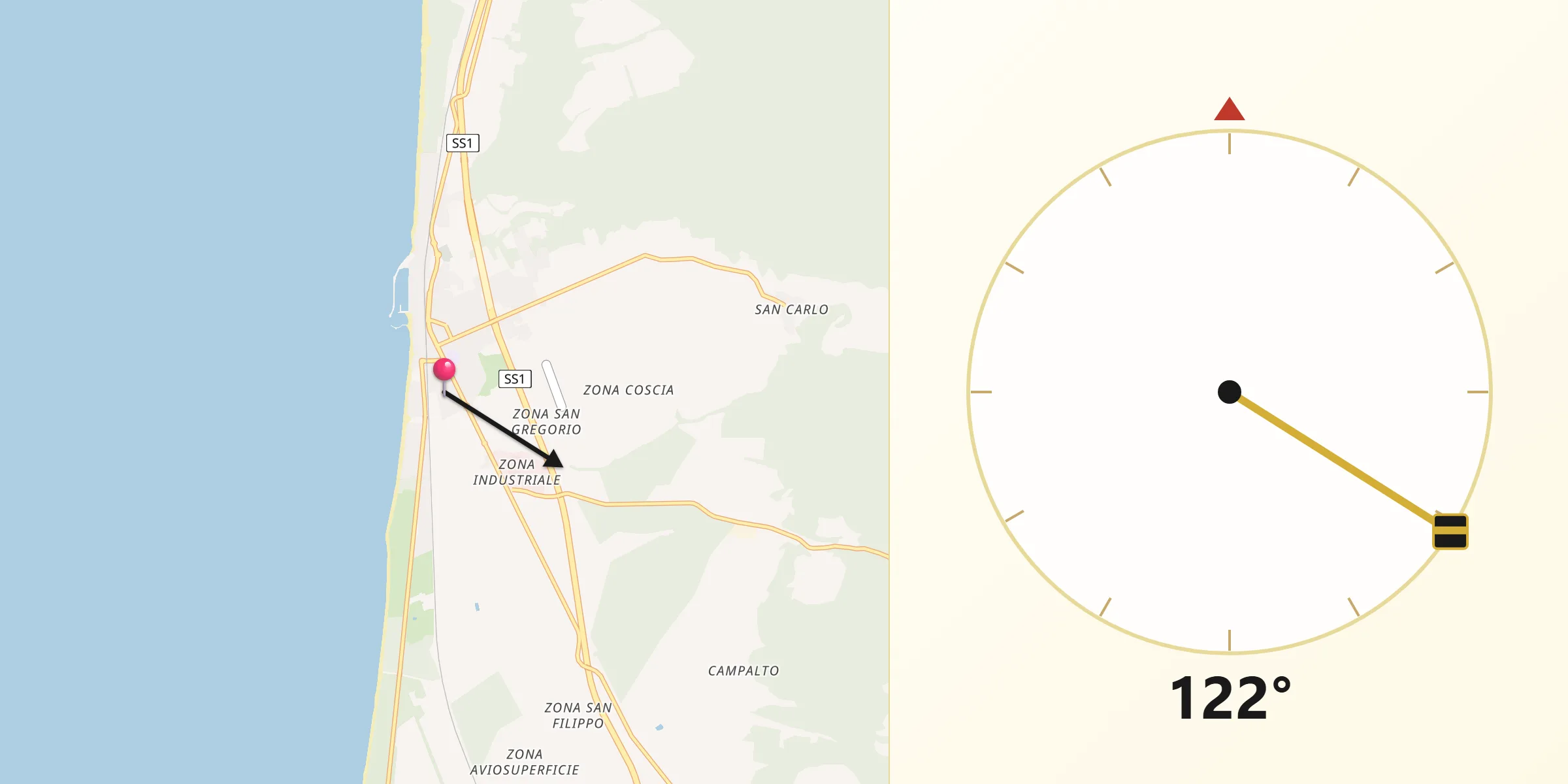 Direzione della Qibla da San Vincenzo