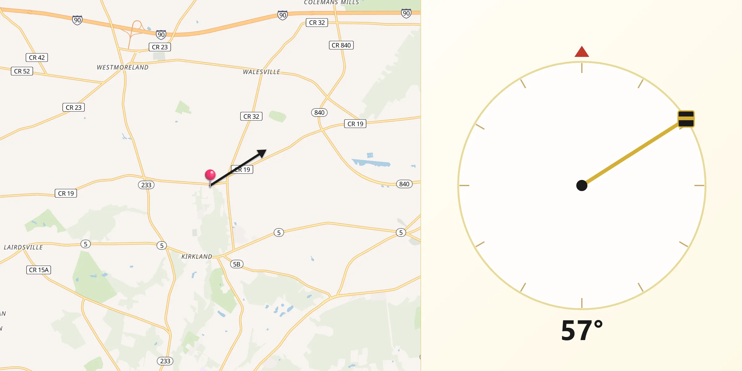 Qibla Direction from Clark Mills