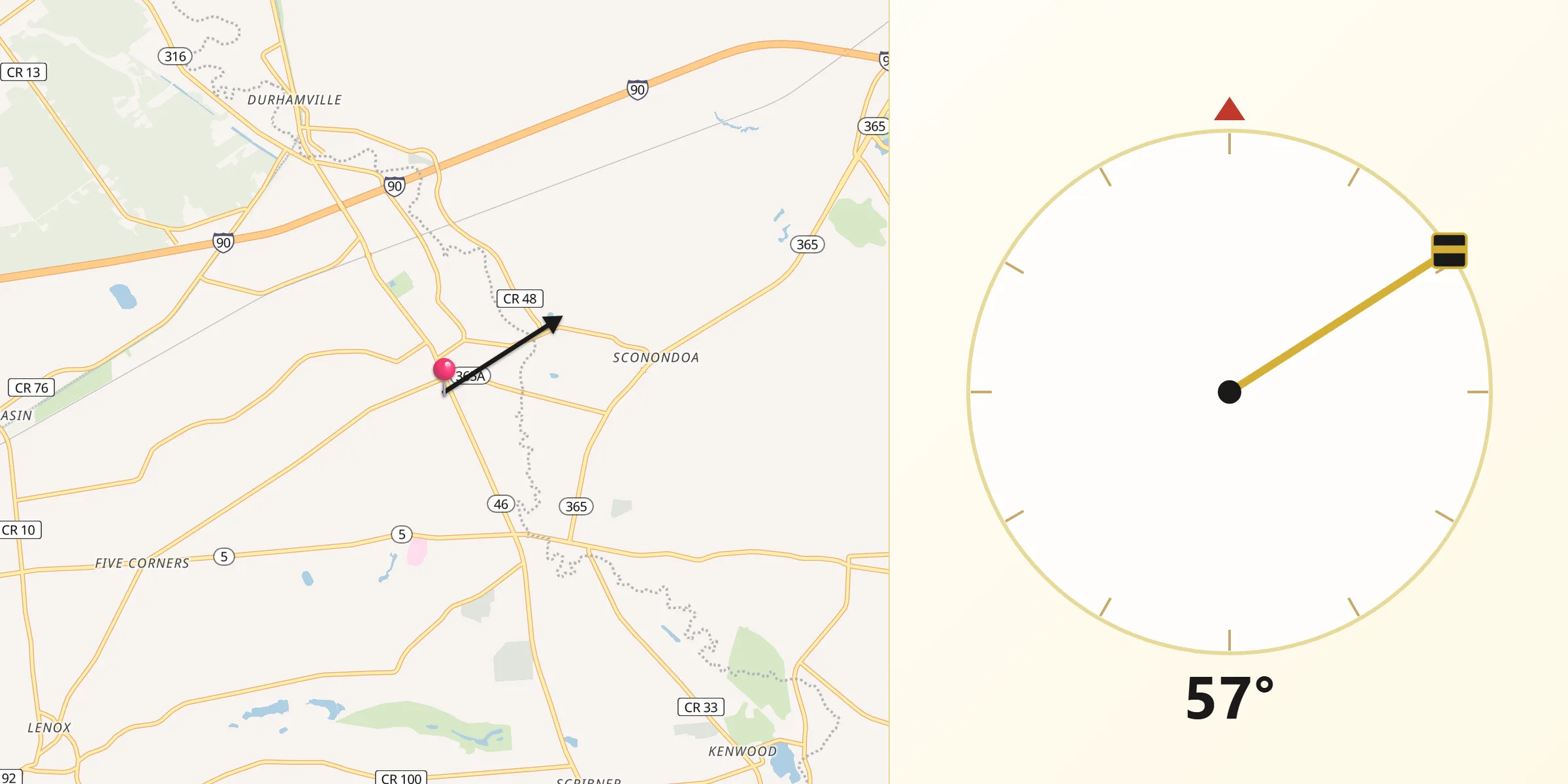 Qibla Direction from Oneida