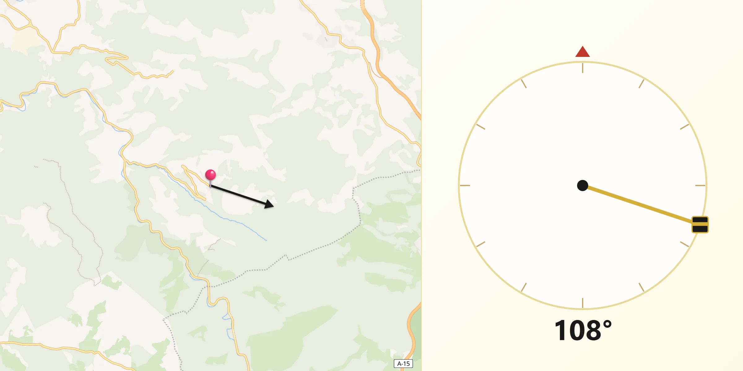Dirección de la Qibla desde Orexa