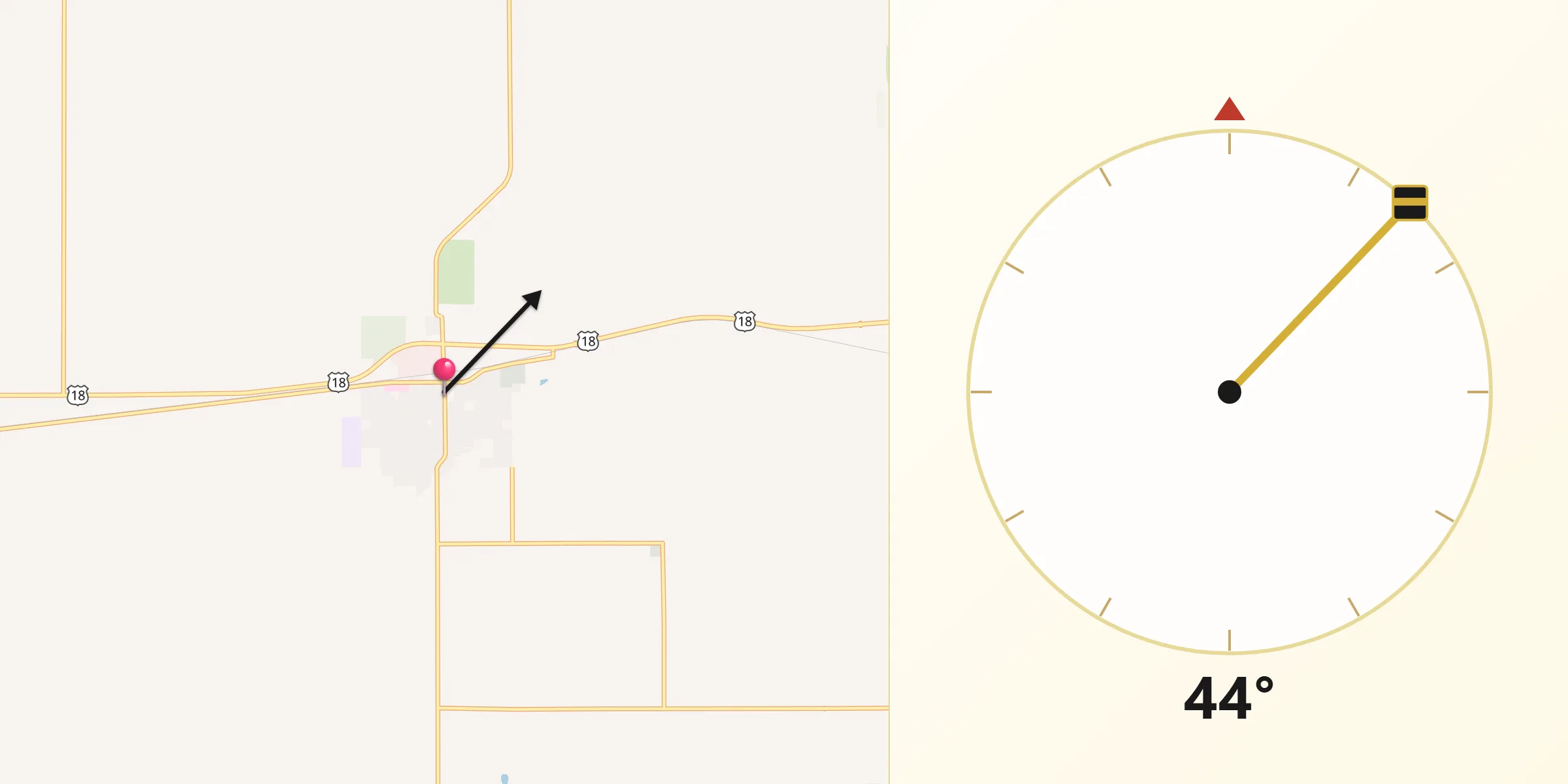 Qibla Direction from Britt