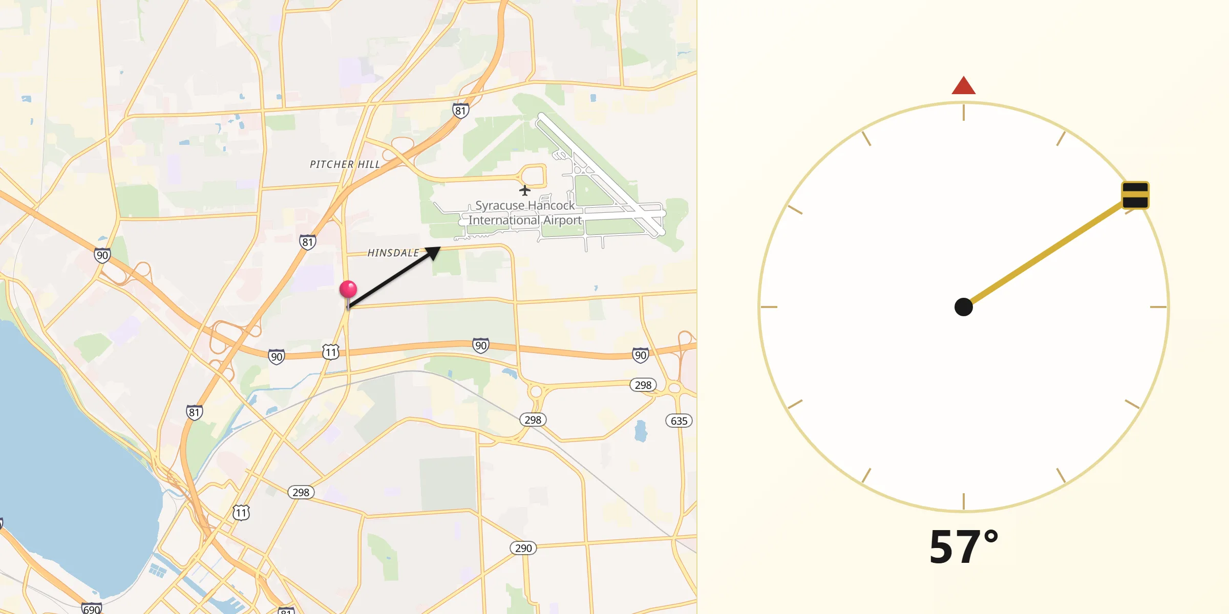 Qibla Direction from Mattydale