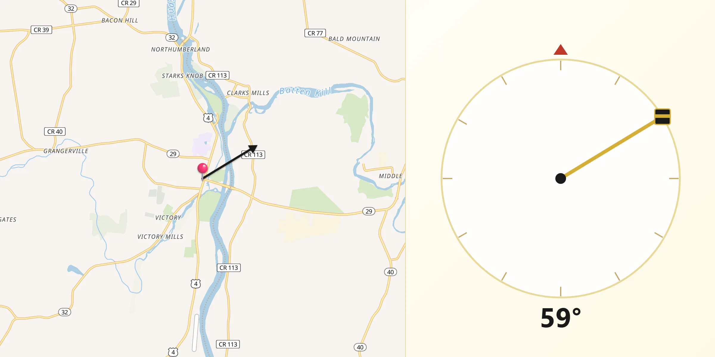 Qibla Direction from Schuylerville